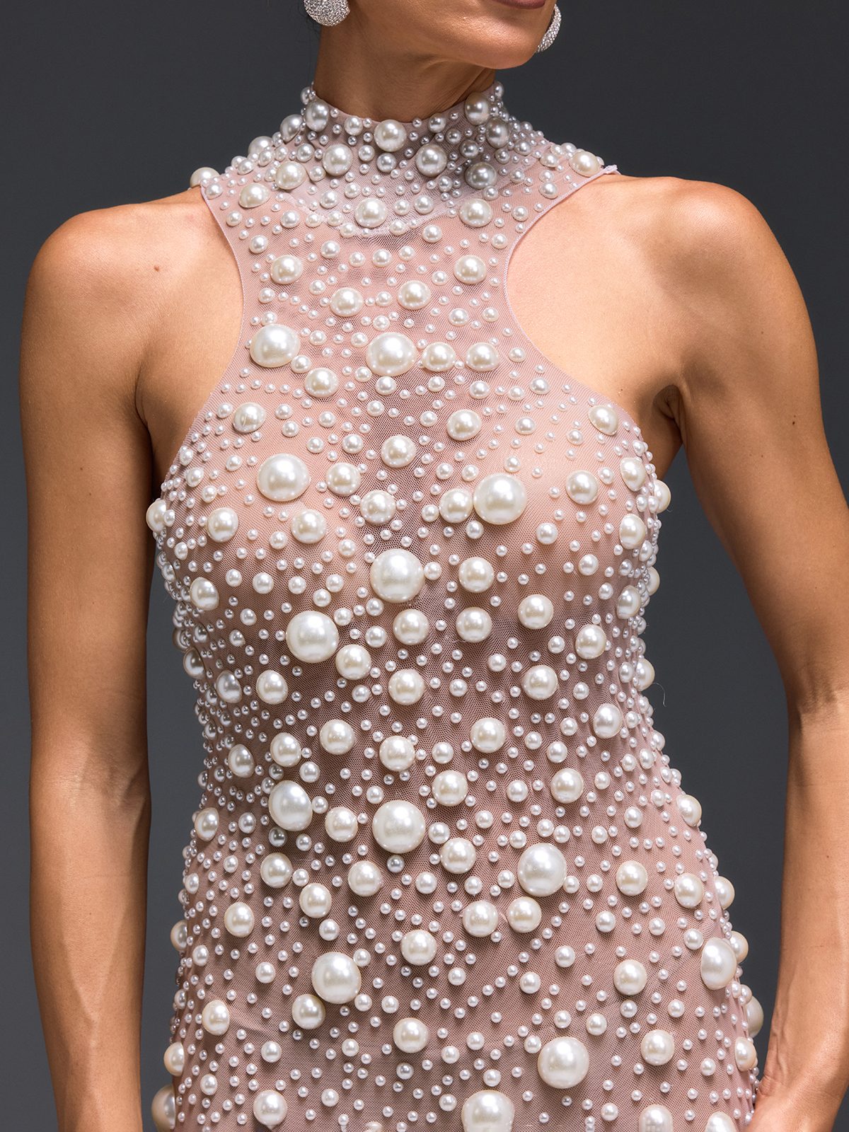 Celsa Sleeveless Pearl Mesh Split Dress - Image 6