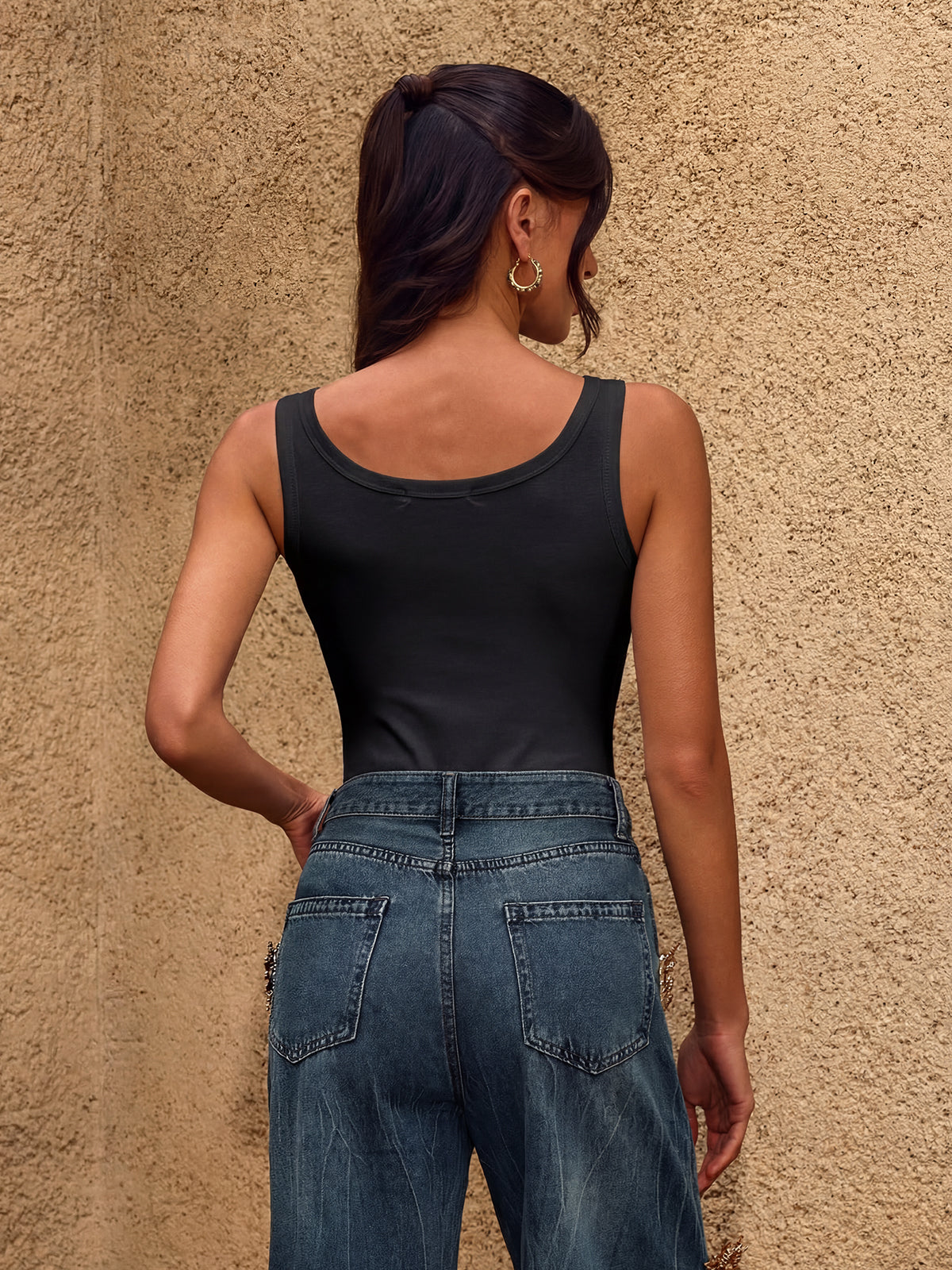 Cherut U Neck Metal Buckle Bodysuit In Black - Image 6