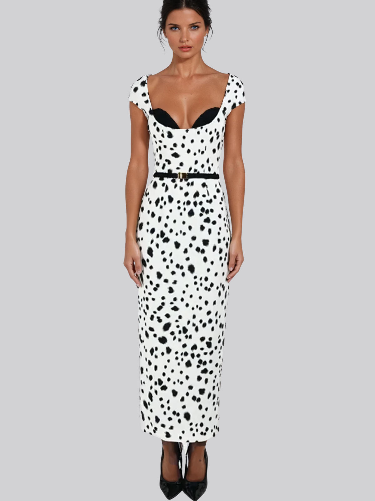 Chitose Dalmatian Bodycon Midi Dress