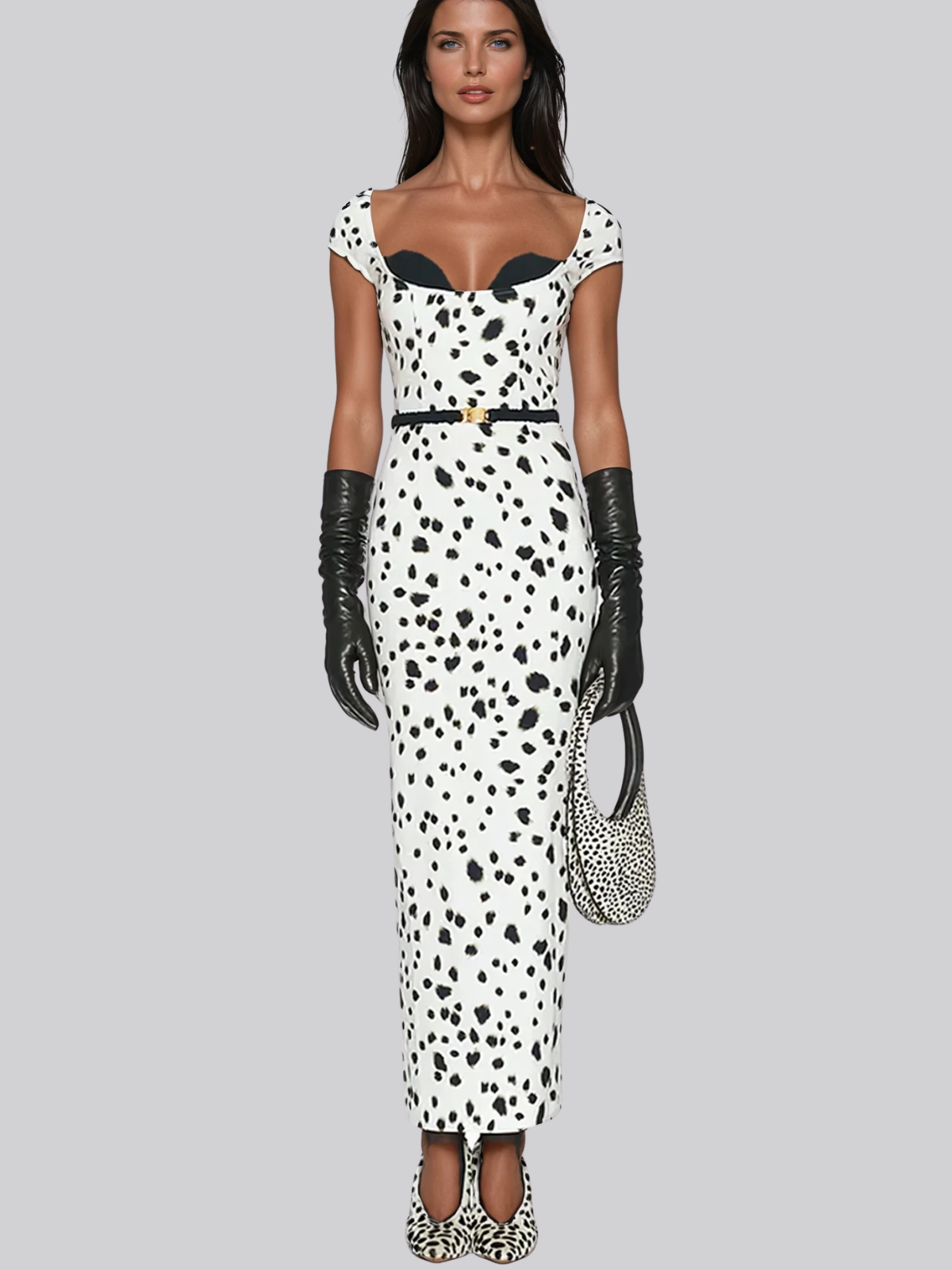 Chitose Dalmatian Bodycon Midi Dress - Image 3