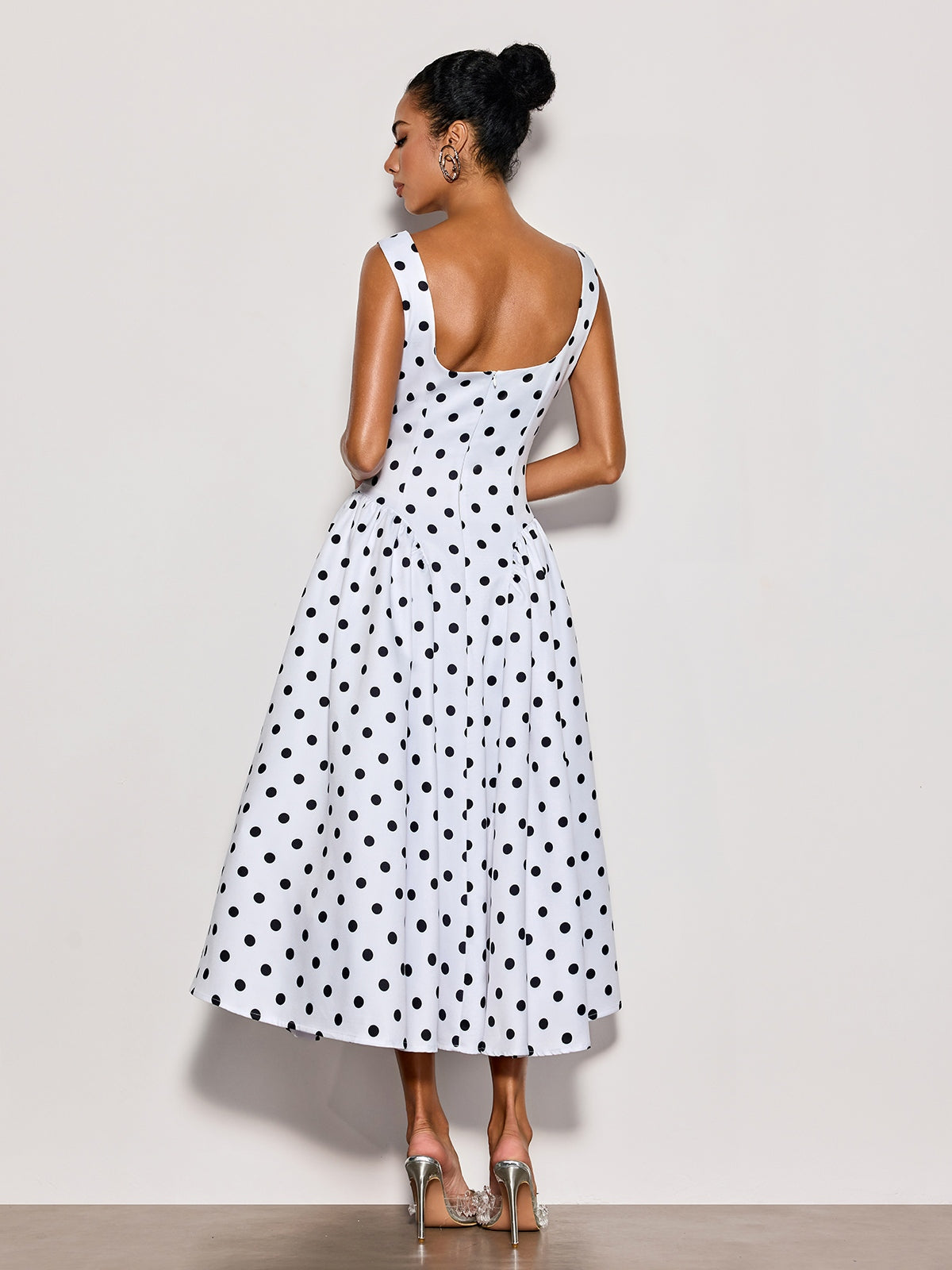 Cybil Sleeveless Dot Midi Dress - Image 6