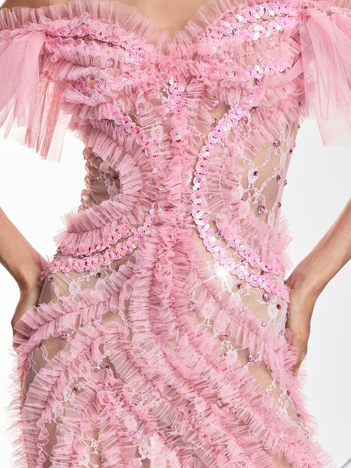 Daenerys Tulle Trimmed Crystal Maxi Dress - Image 7