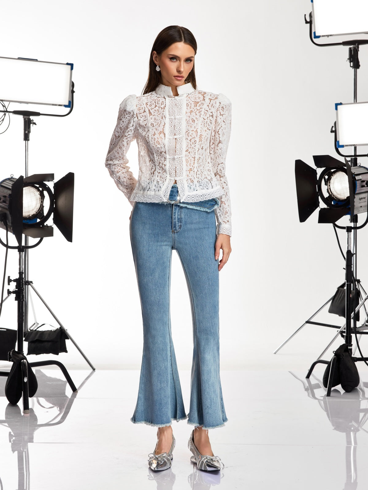 Danette Rhinestone Flare Jeans - Image 3