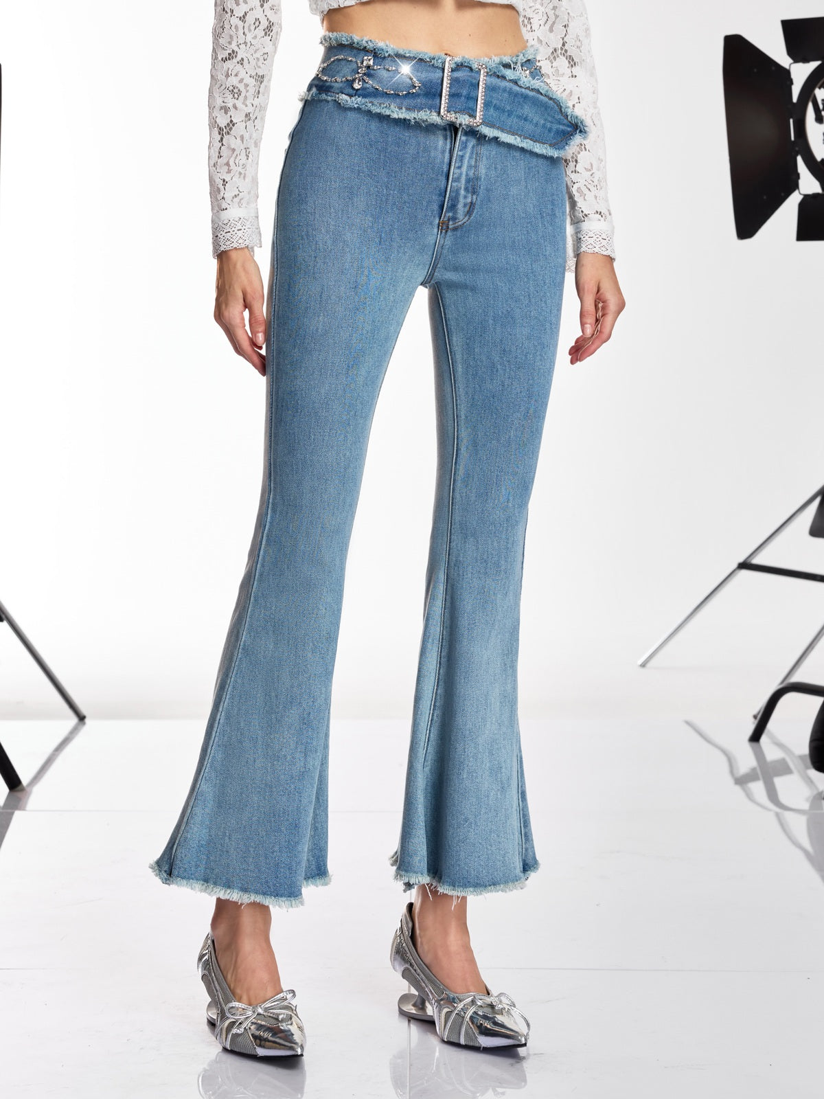 Danette Rhinestone Flare Jeans - Image 4