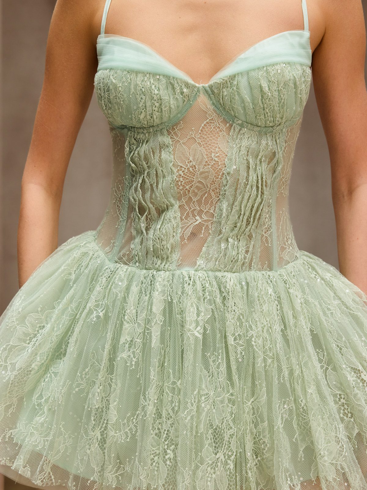 Darla Spaghetti Lace Pleated Mini Dress - Image 6