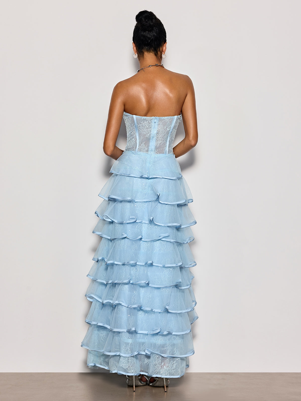 Delicah Strapless Ruffle Tiered Maxi Dress - Image 6