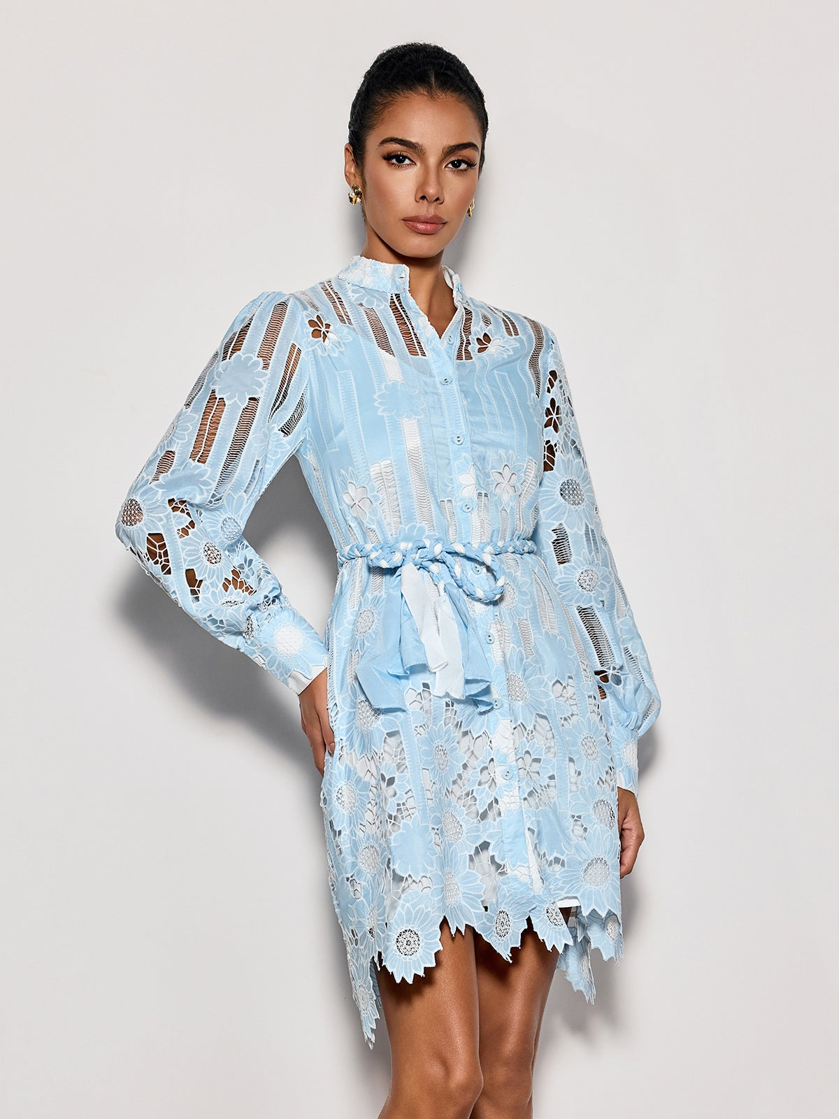 Deliz Long Sleeve Flower Mini Dress - Image 2
