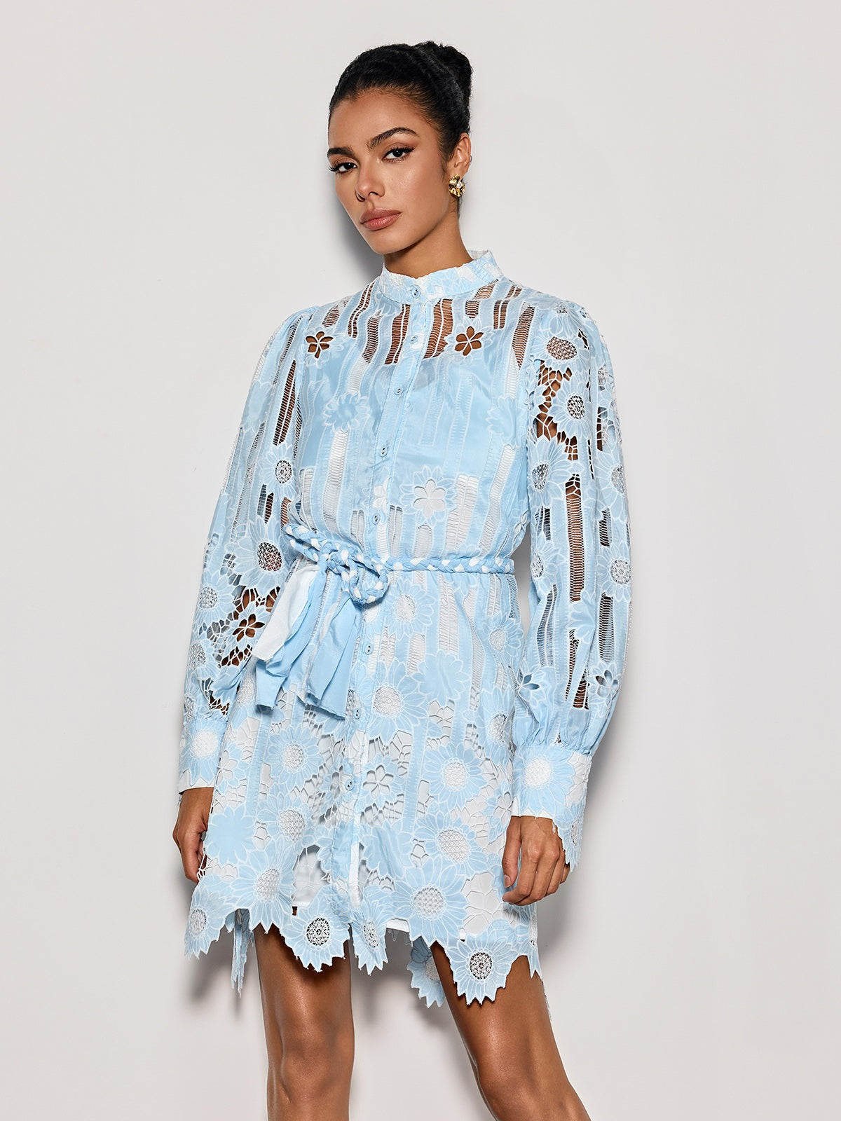 Deliz Long Sleeve Flower Mini Dress - Image 5