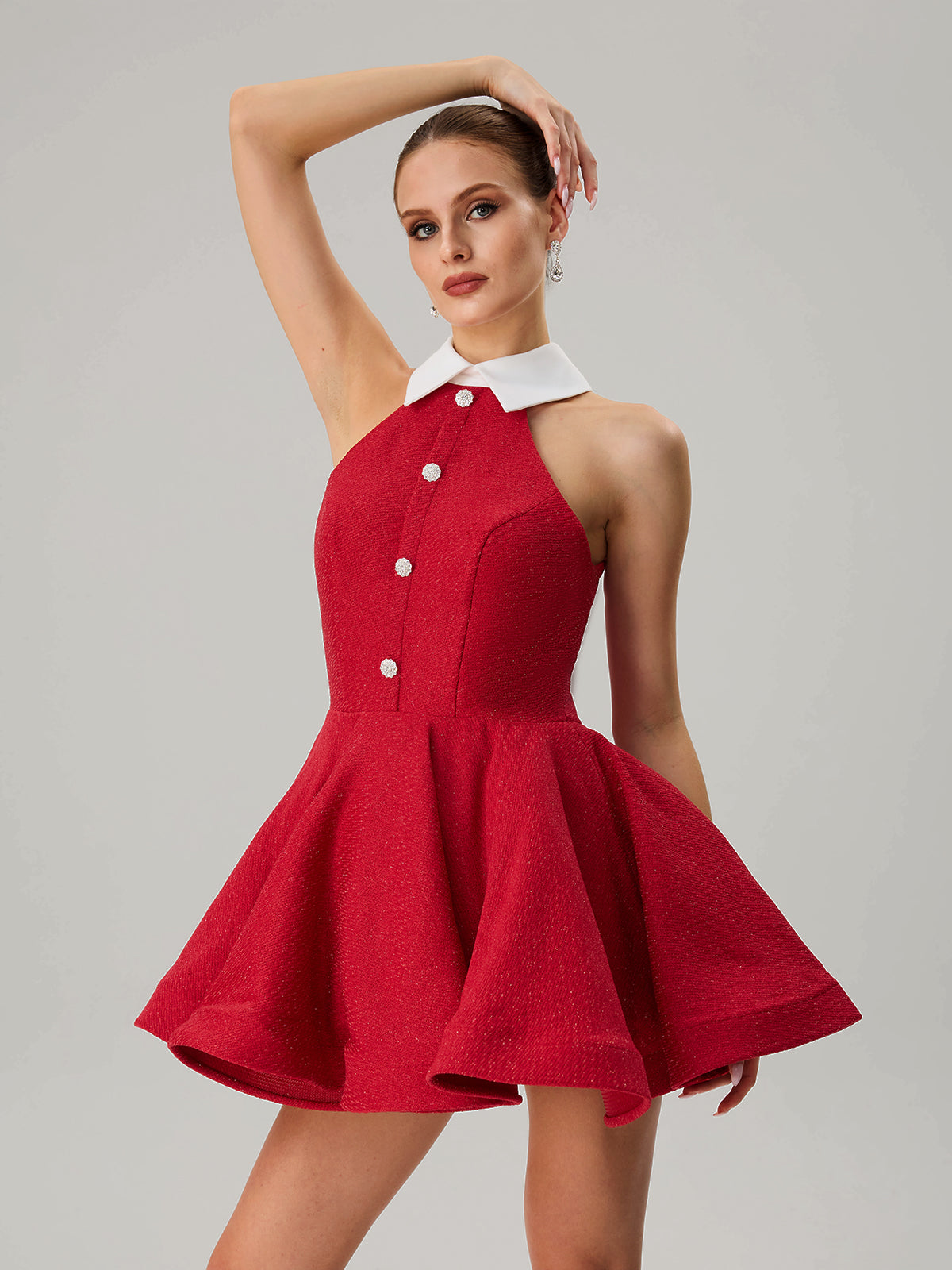 Dewcrest Folded Collar Ruffle Mini Dress - Image 4
