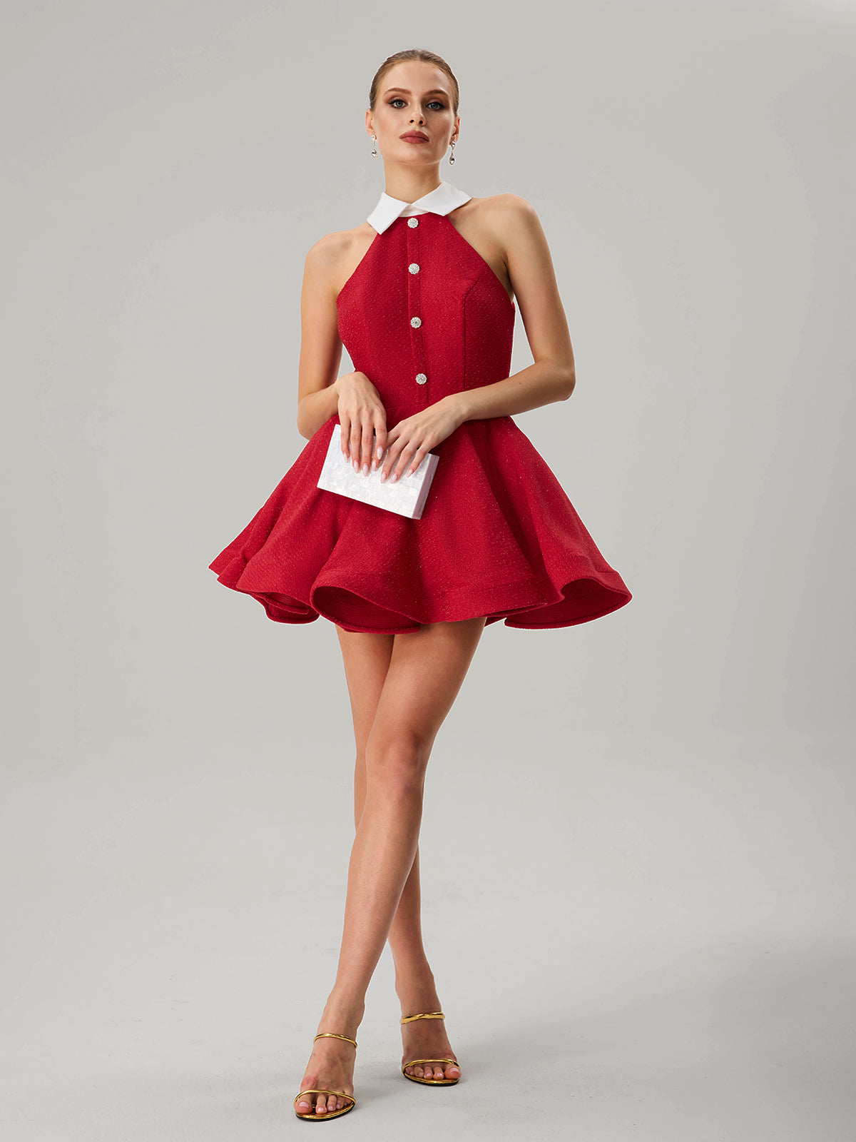 Dewcrest Folded Collar Ruffle Mini Dress - Image 5