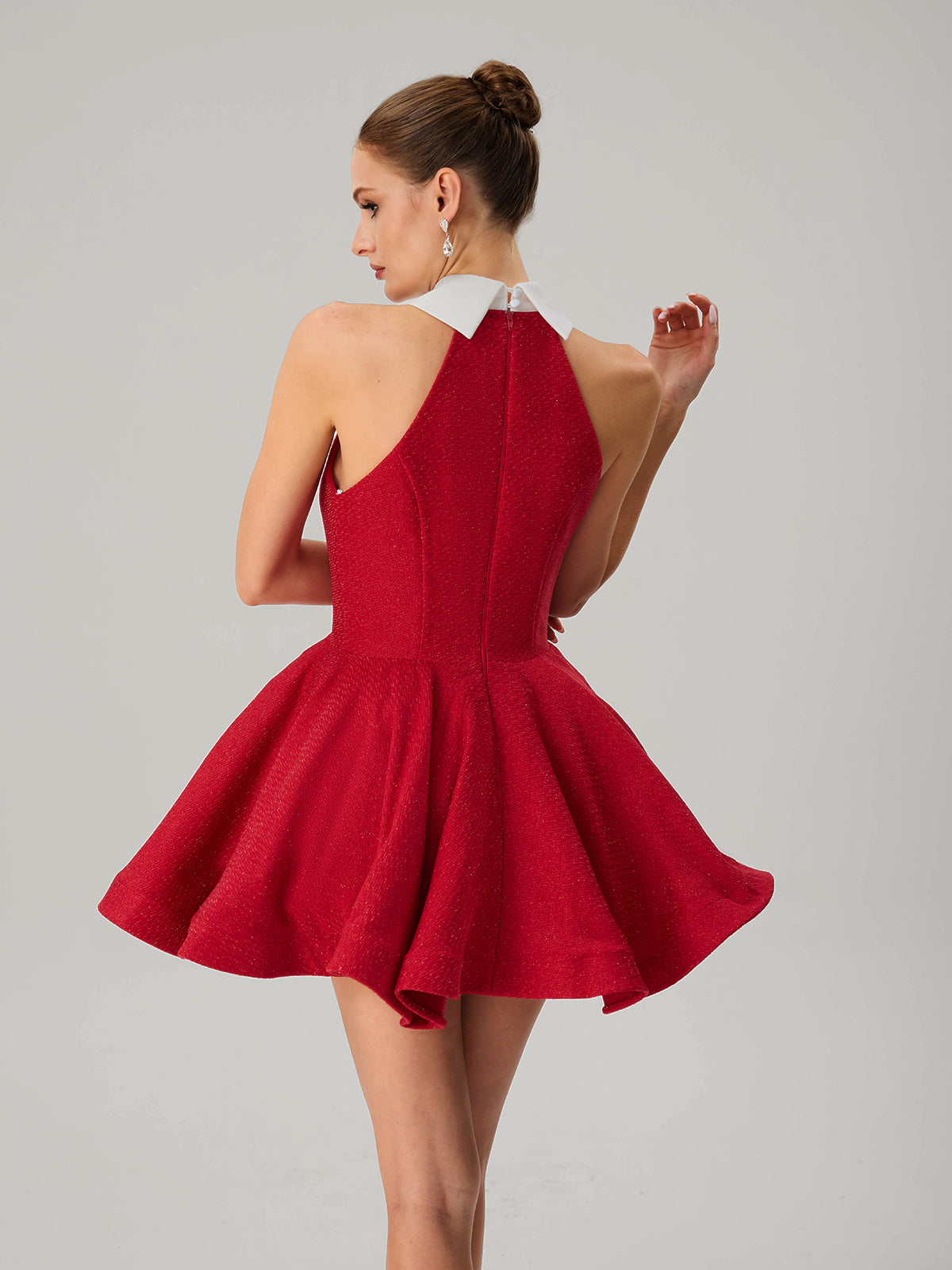 Dewcrest Folded Collar Ruffle Mini Dress - Image 6