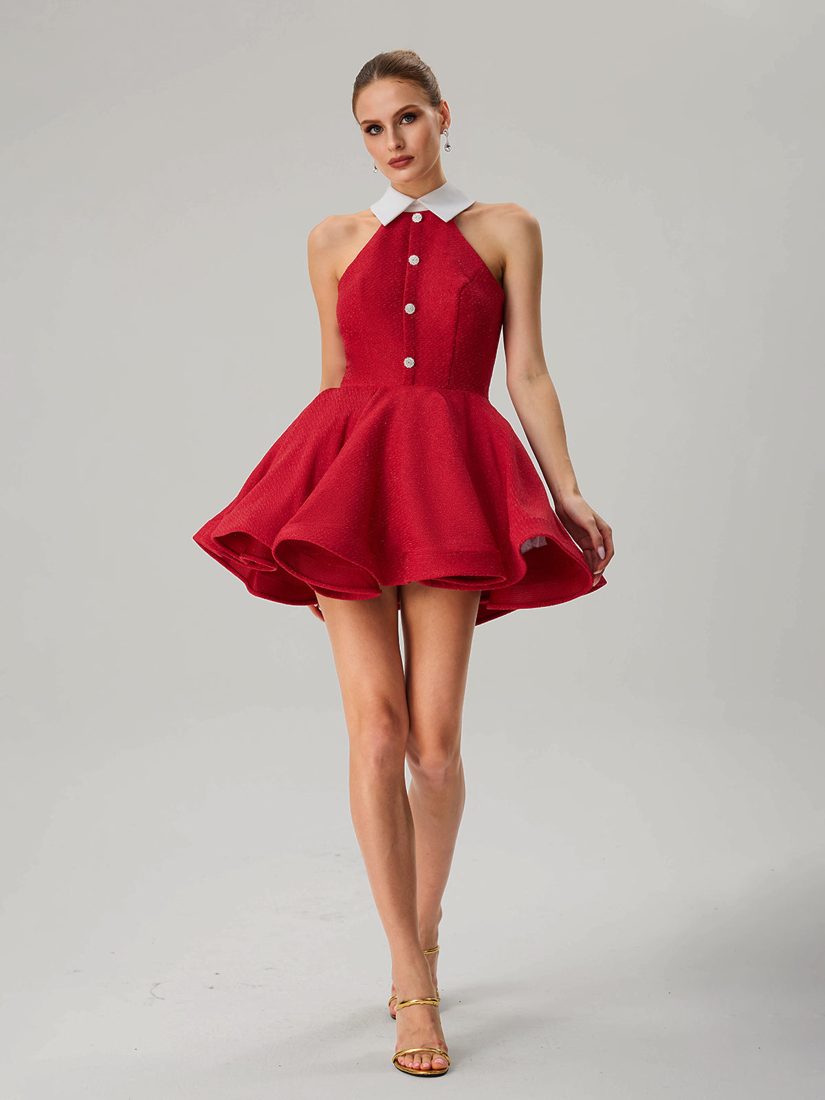 Dewcrest Folded Collar Ruffle Mini Dress - Image 2