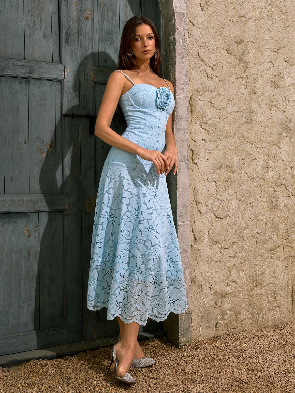 Dhanya Spaghetti Flower Midi Dress - Image 2