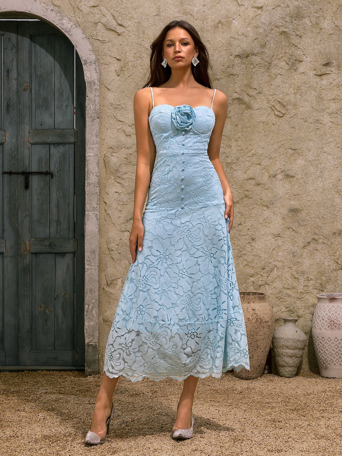 Dhanya Spaghetti Flower Midi Dress - Image 3