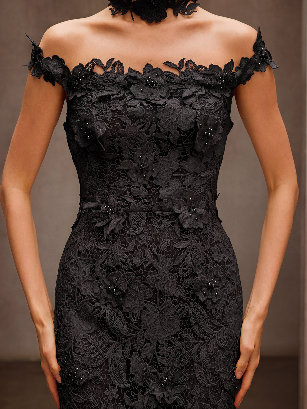 Dorona Flower Embroidered Maxi Dress In Black - Image 6