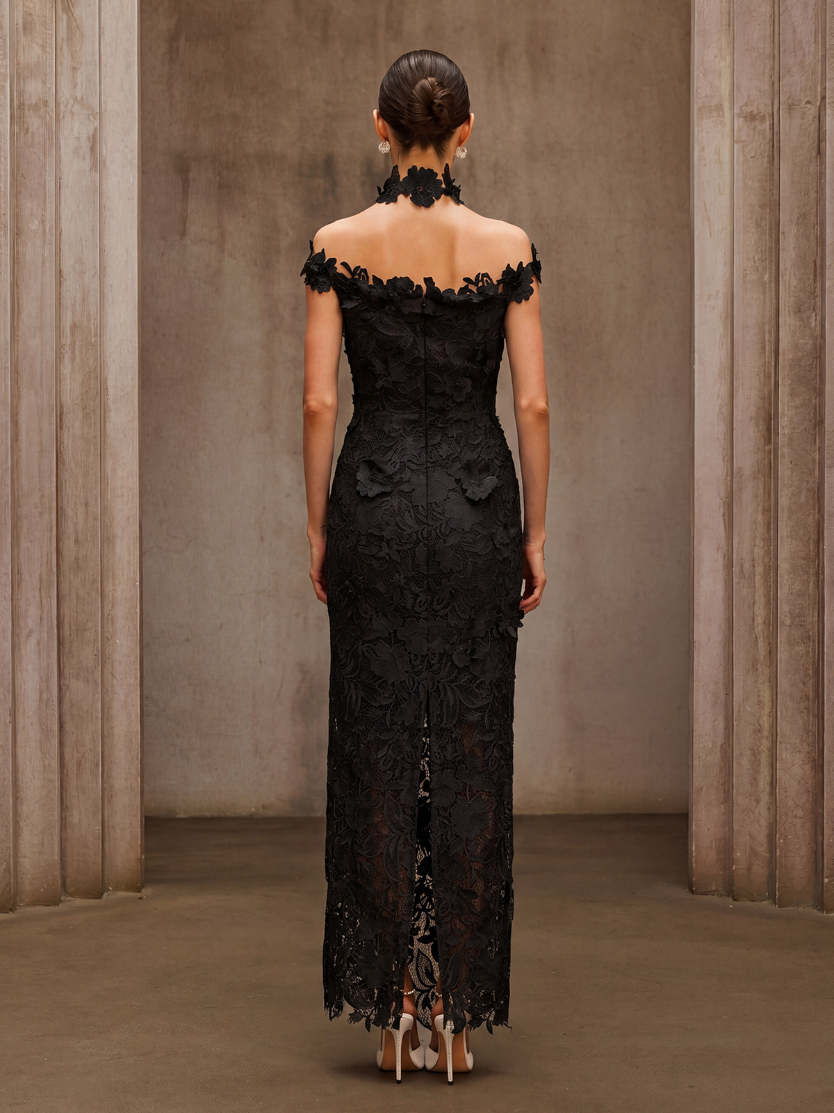 Dorona Flower Embroidered Maxi Dress In Black - Image 7