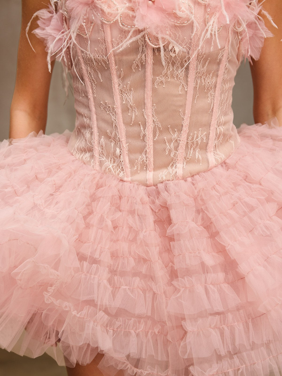 Dracon Strapless Lace Tulle Trimmed Mini Dress - Image 6