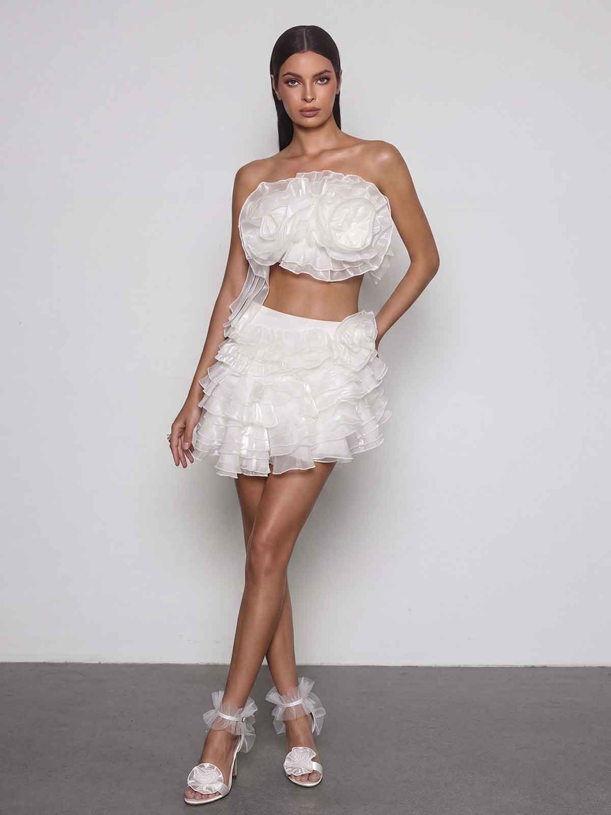 Drexilon Strapless Flower Ruffle Skirt Set - Image 2