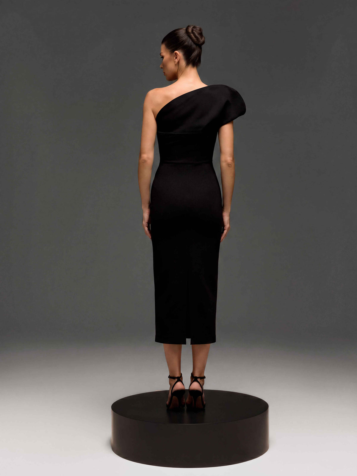Drynex One Shoulder Red Sole Midi Dress In Black - Image 3
