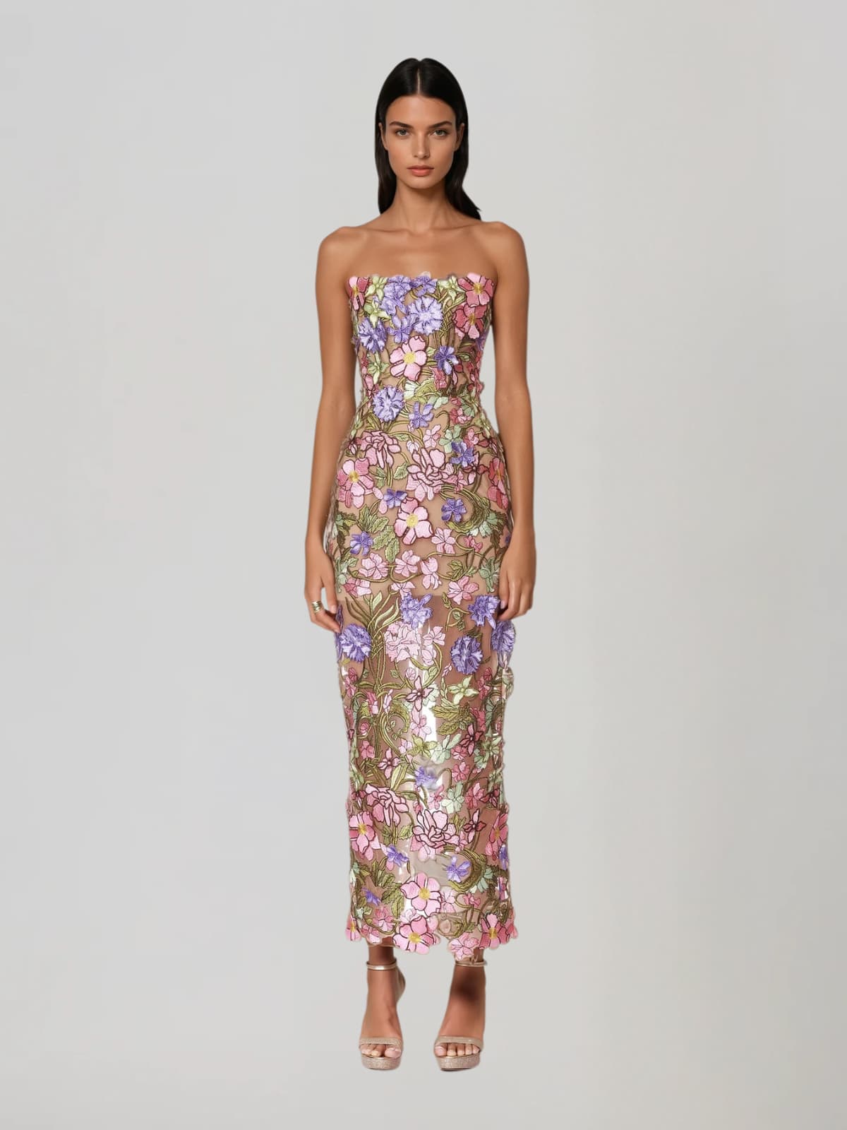 Eldrith Strapless Floral Embroidered Maxi Dress - Image 2