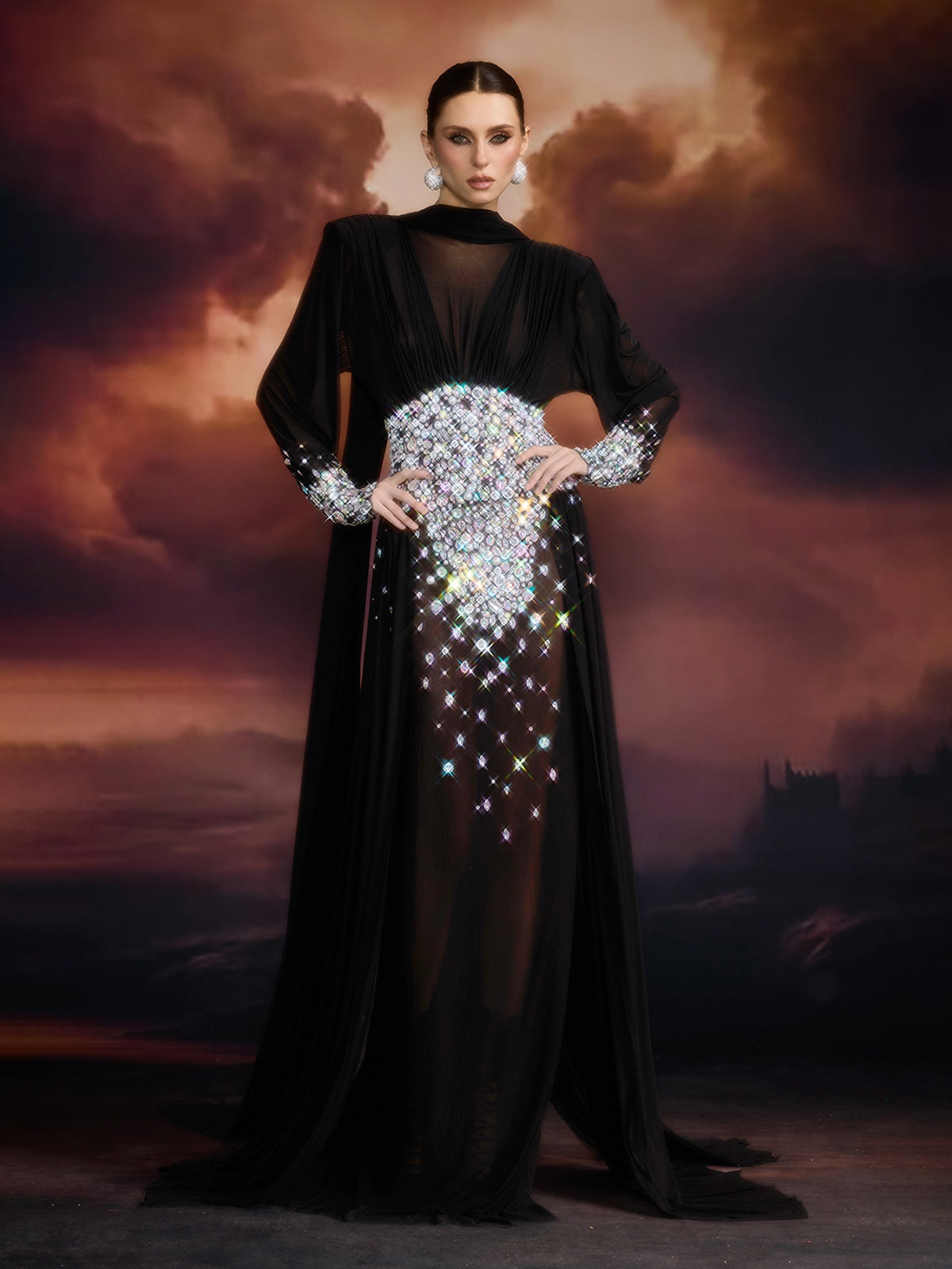 Emblyn Crystal Mesh Maxi Dress