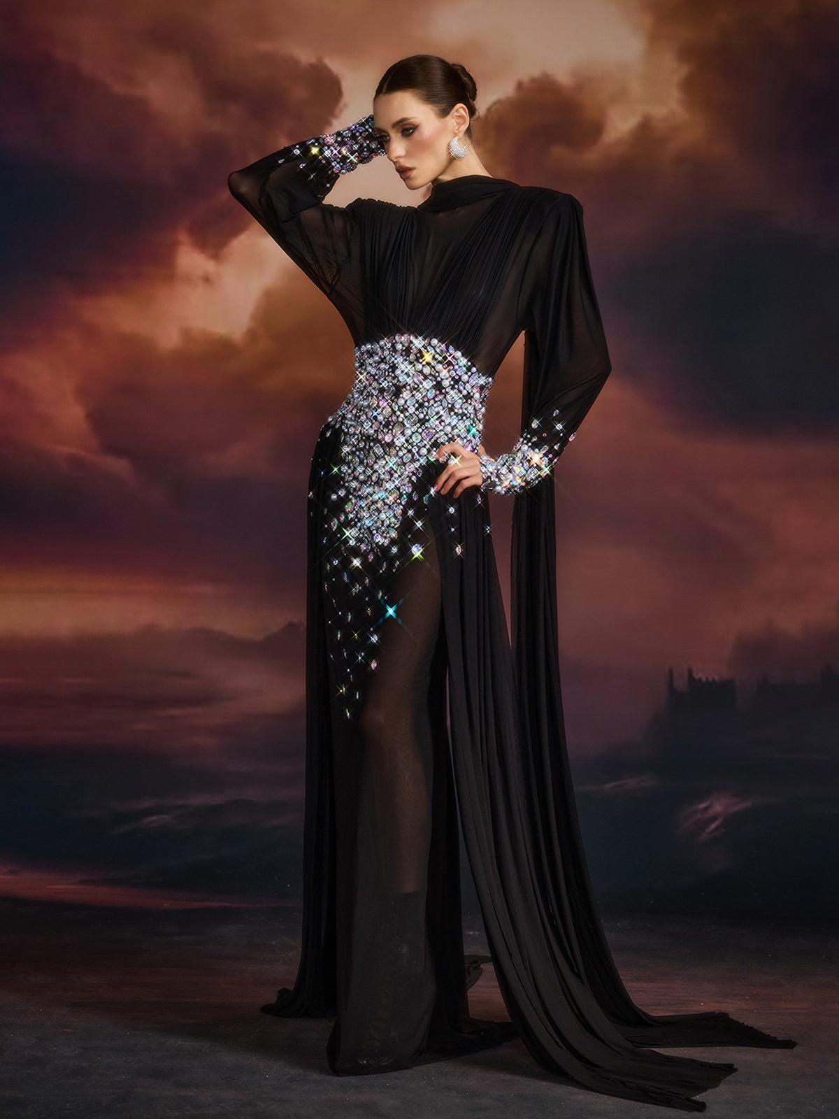 Emblyn Crystal Mesh Maxi Dress - Image 3