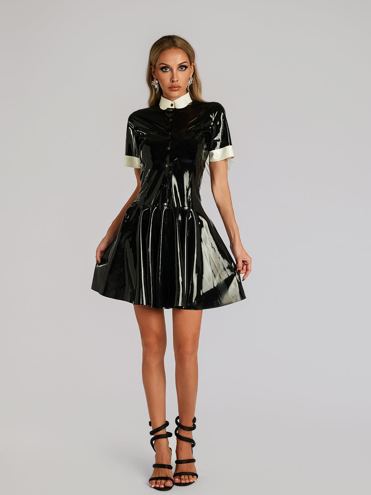 Farhad Short Sleeve Latex Dress - Image 2