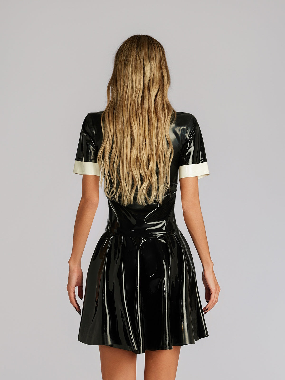 Farhad Short Sleeve Latex Dress - Image 6