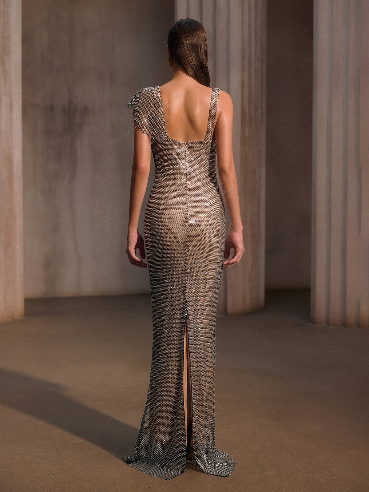 Forynex Rhinestone Mesh Lace Maxi Dress - Image 6
