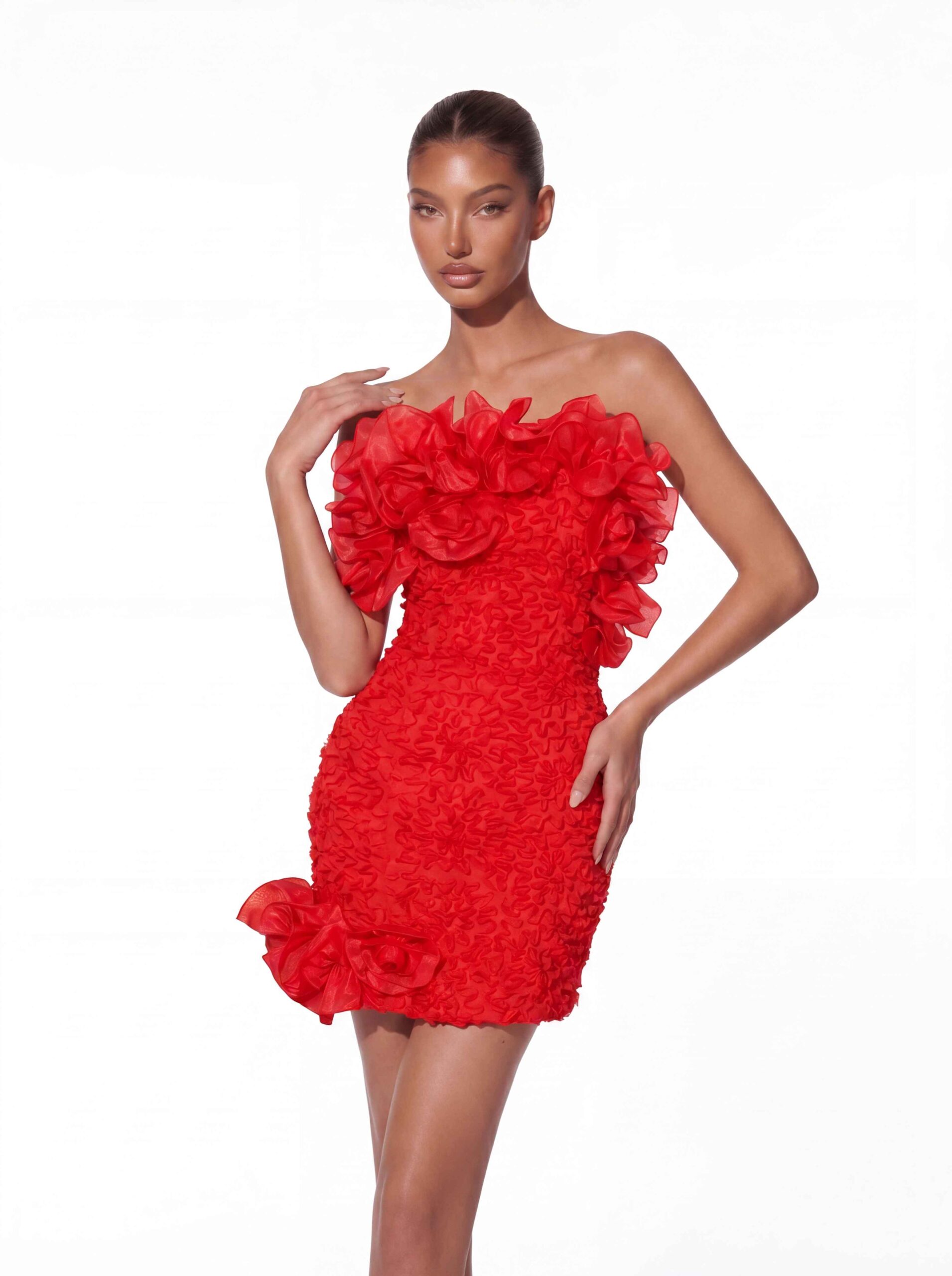 Fyndoric Strapless Flower Mini Dress - Image 2