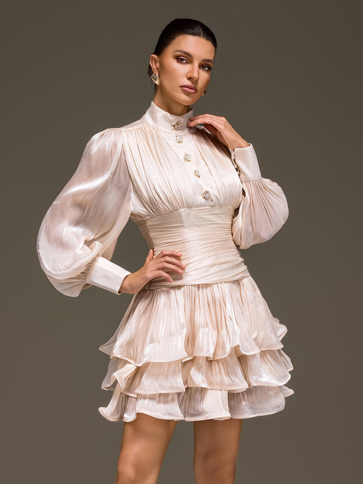 Fyveron Long Sleeve Ruffle Mini Dress - Image 3