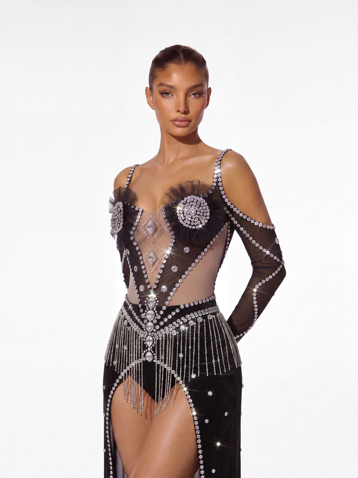 Geysera Spaghetti Fringe Crystal Dress - Image 2