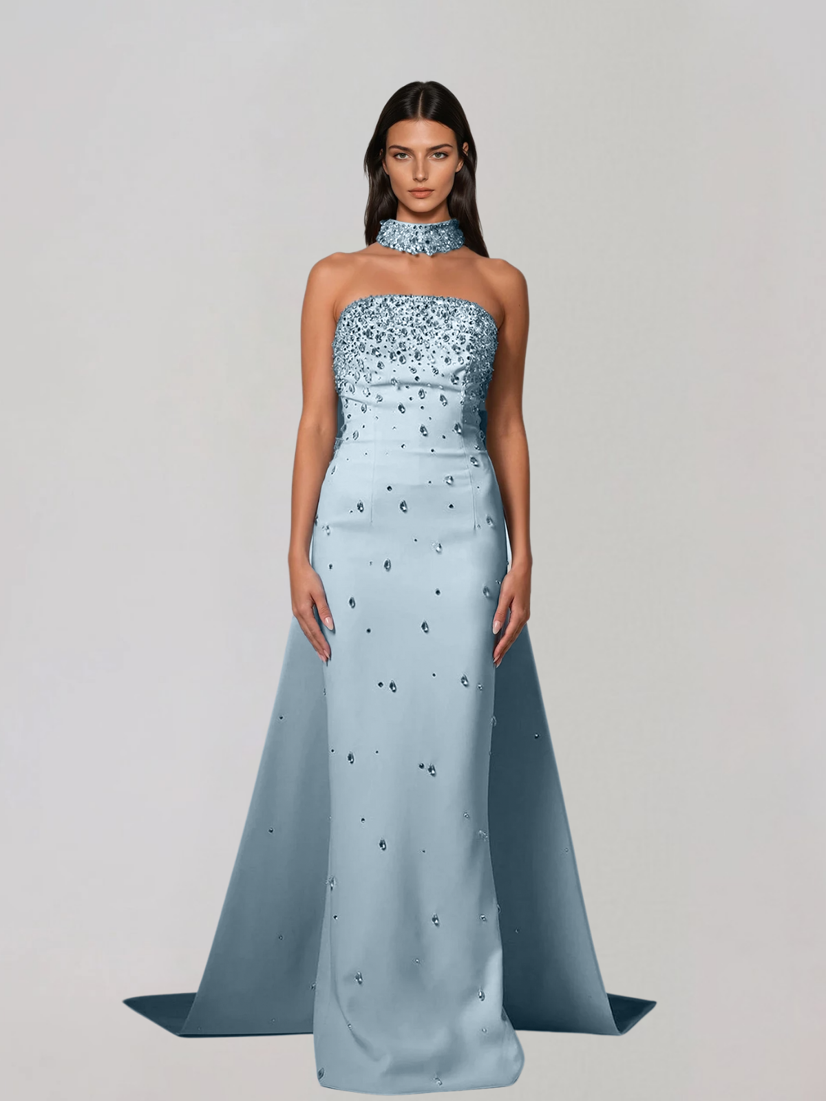 Gireth Draped Crystal Maxi Dress