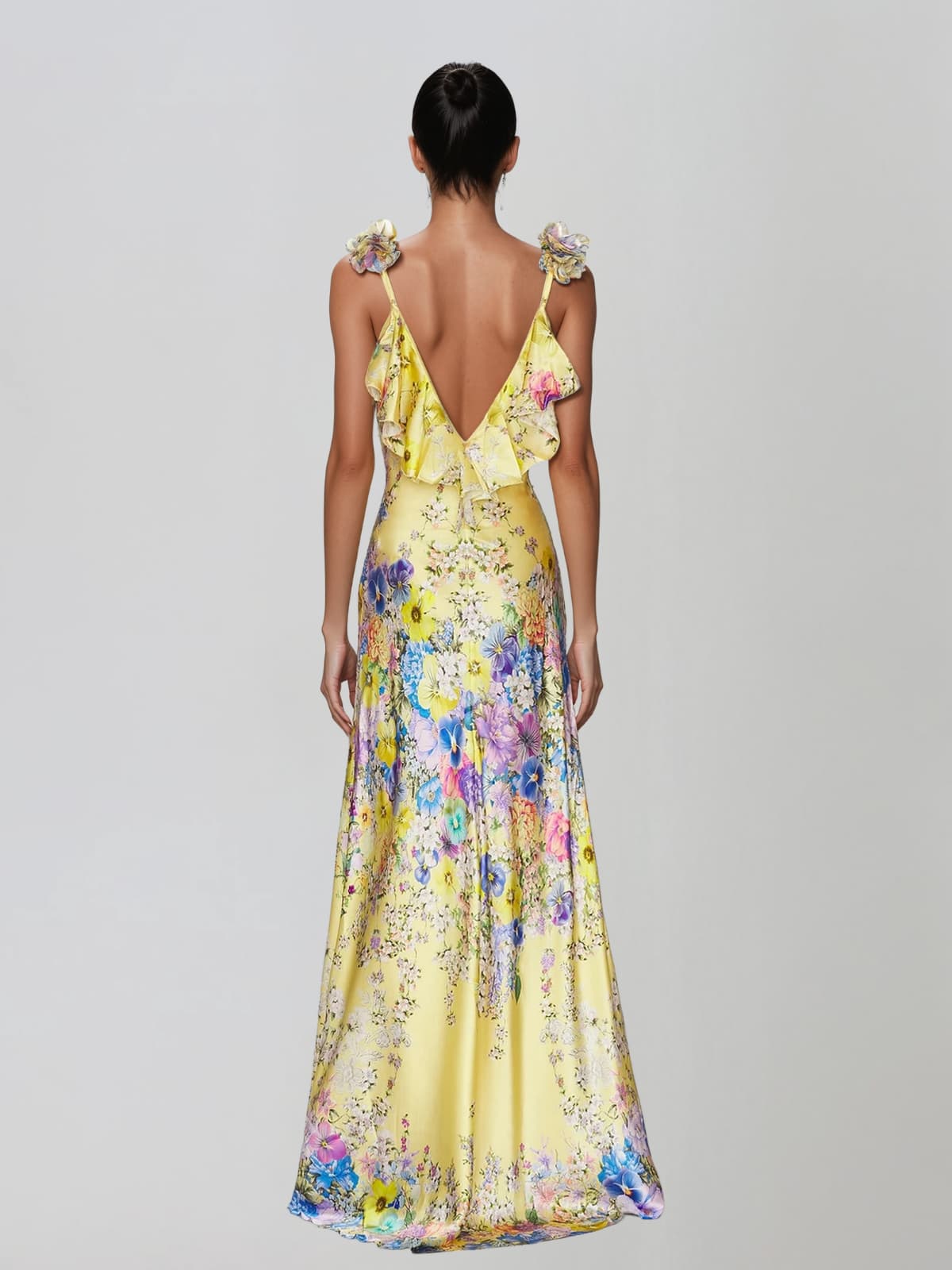 Goril V Neck Flower Maxi Dress - Image 3