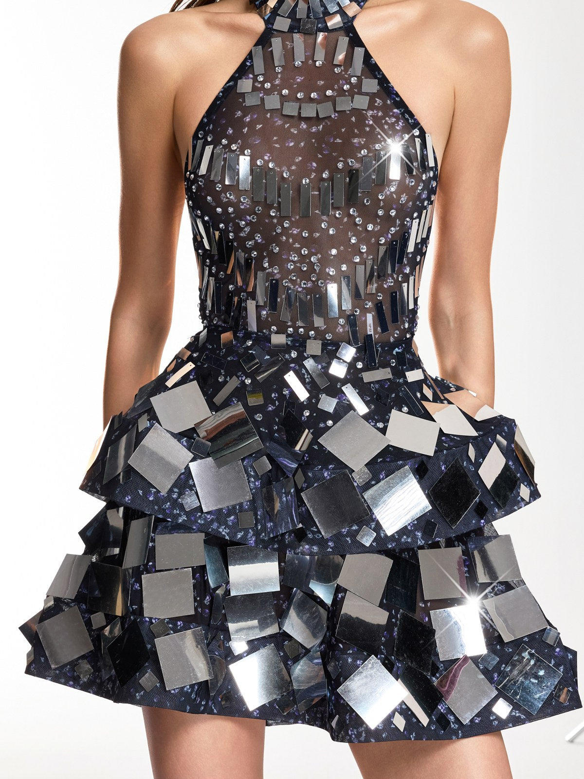 Gorven Backless Rhinestone Acrylic Mini Dress - Image 7