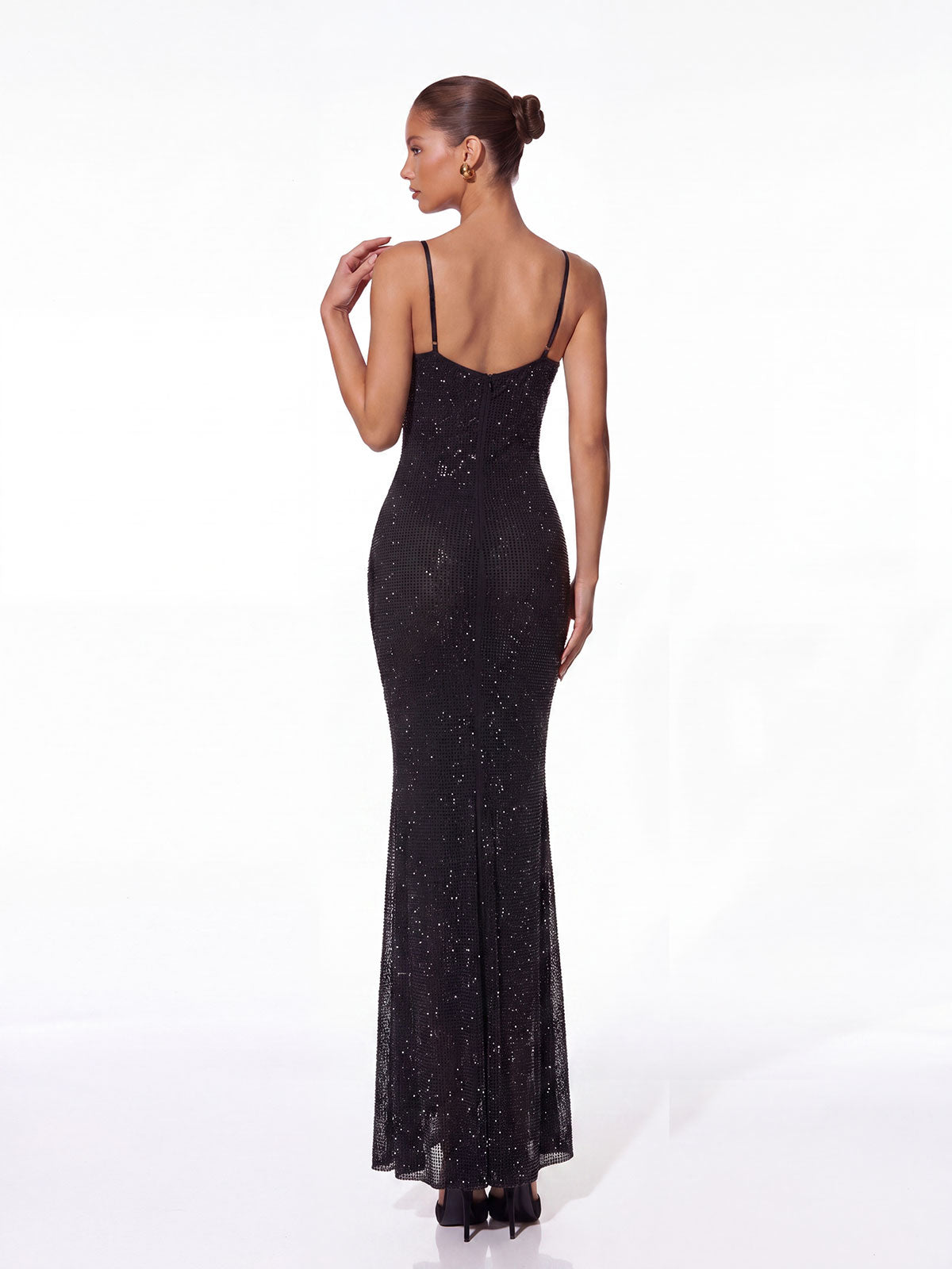 Helvik Spaghetti Lace Rhinestone Maxi Dress - Image 5
