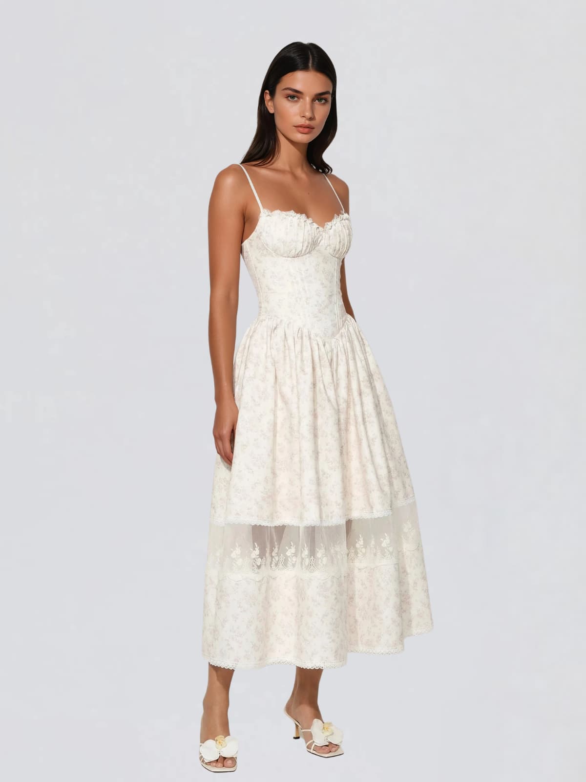 Hestor Spaghetti Lace Up Floral Midi Dress - Image 2