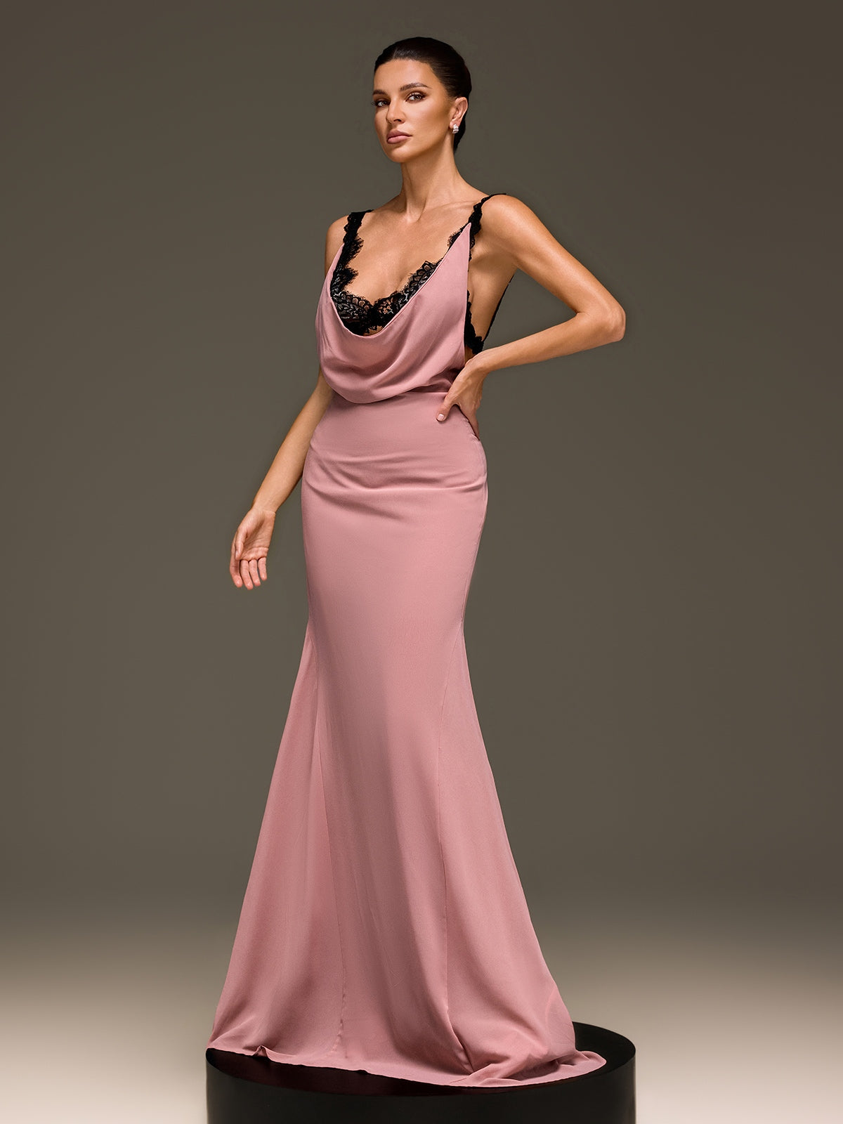 Ilmaro Cowl Neck Lace Maxi Dress - Image 4