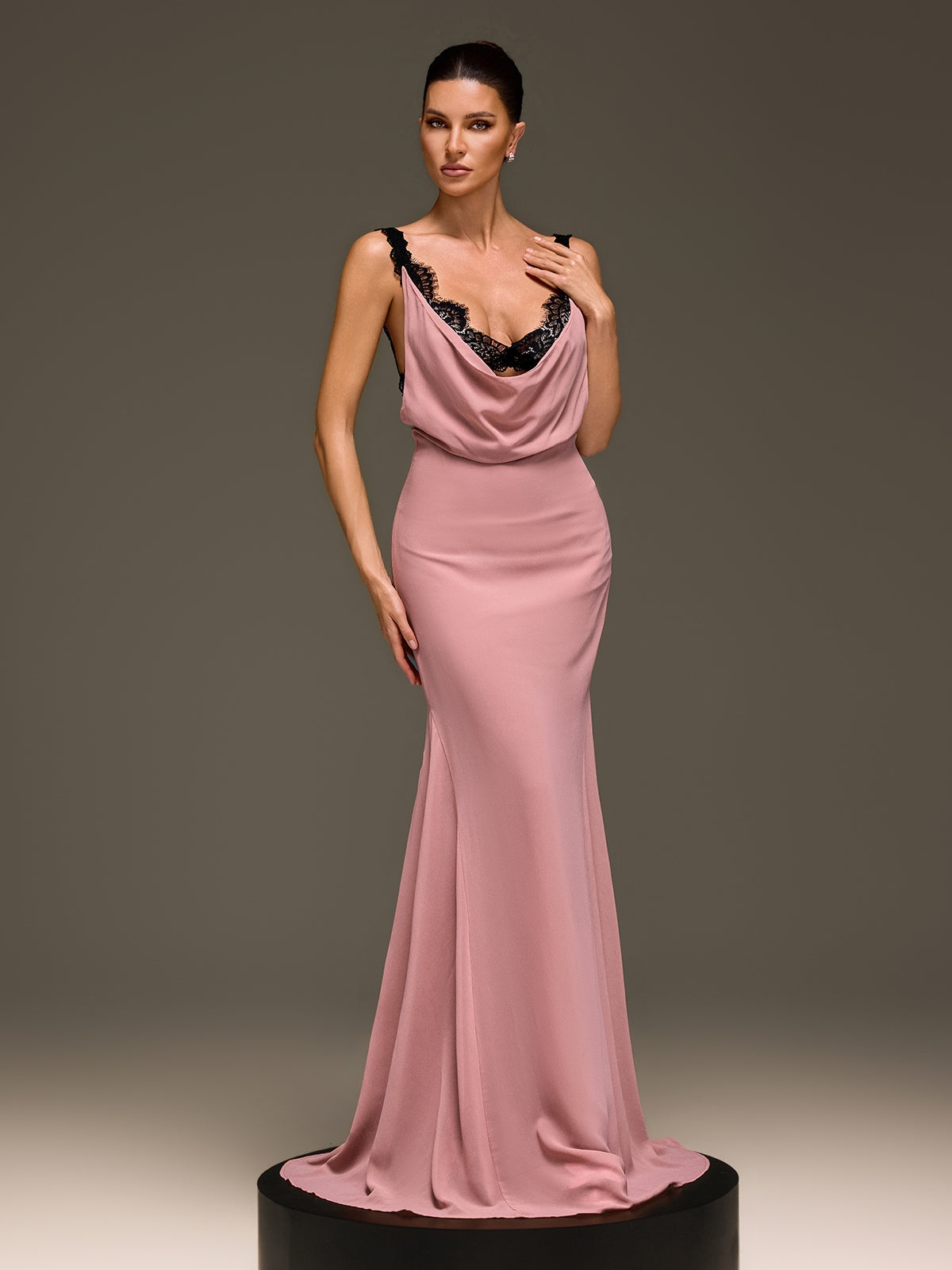 Ilmaro Cowl Neck Lace Maxi Dress - Image 5