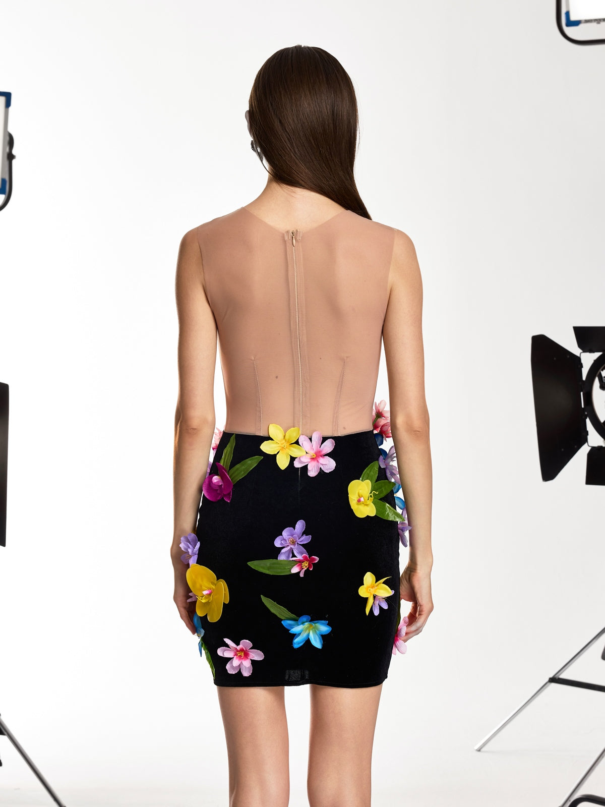 Jorven Flower Sequin Velvet Mini Dress - Image 6