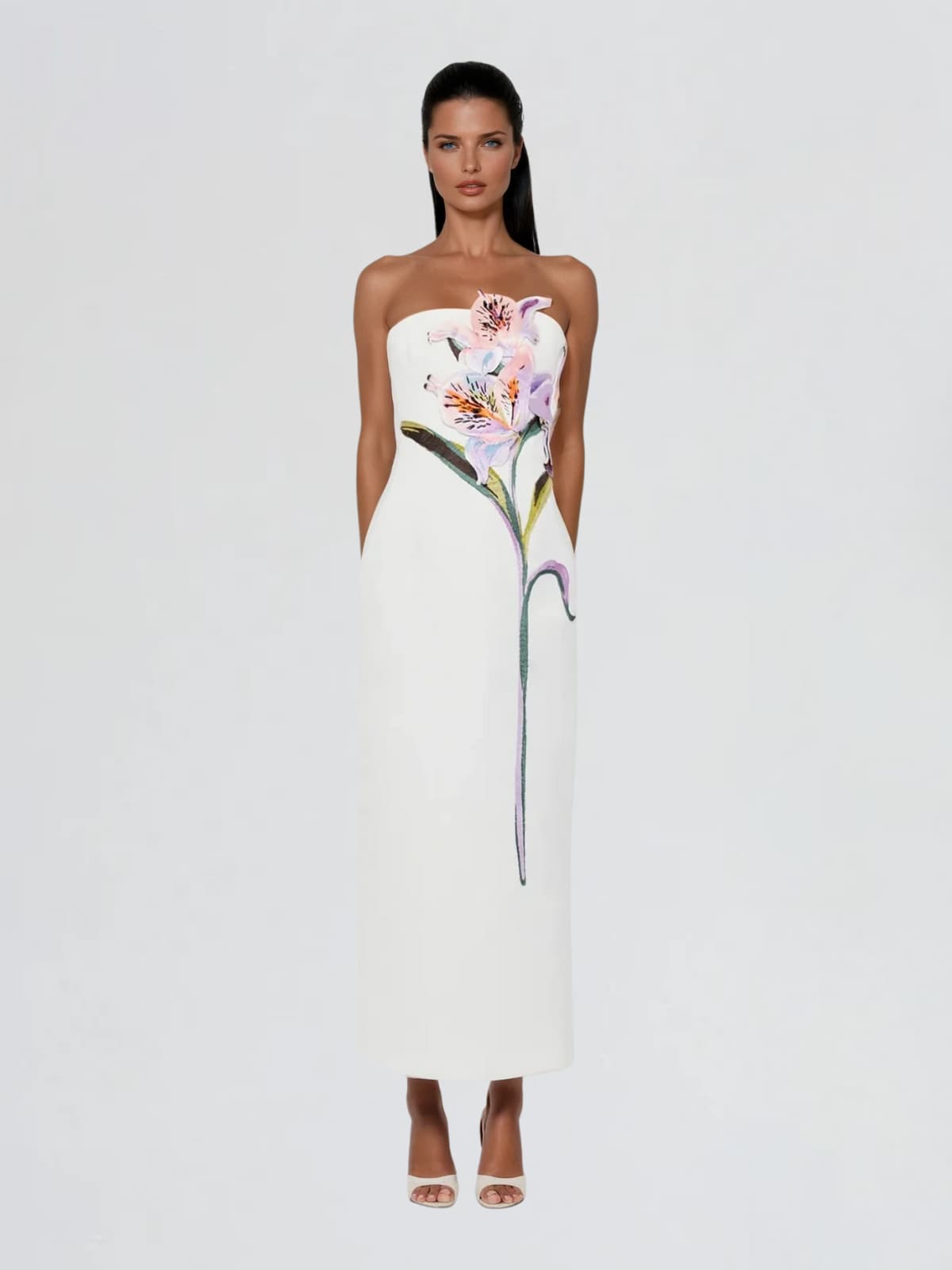 Jyvelle Strapless Flower Midi Dress