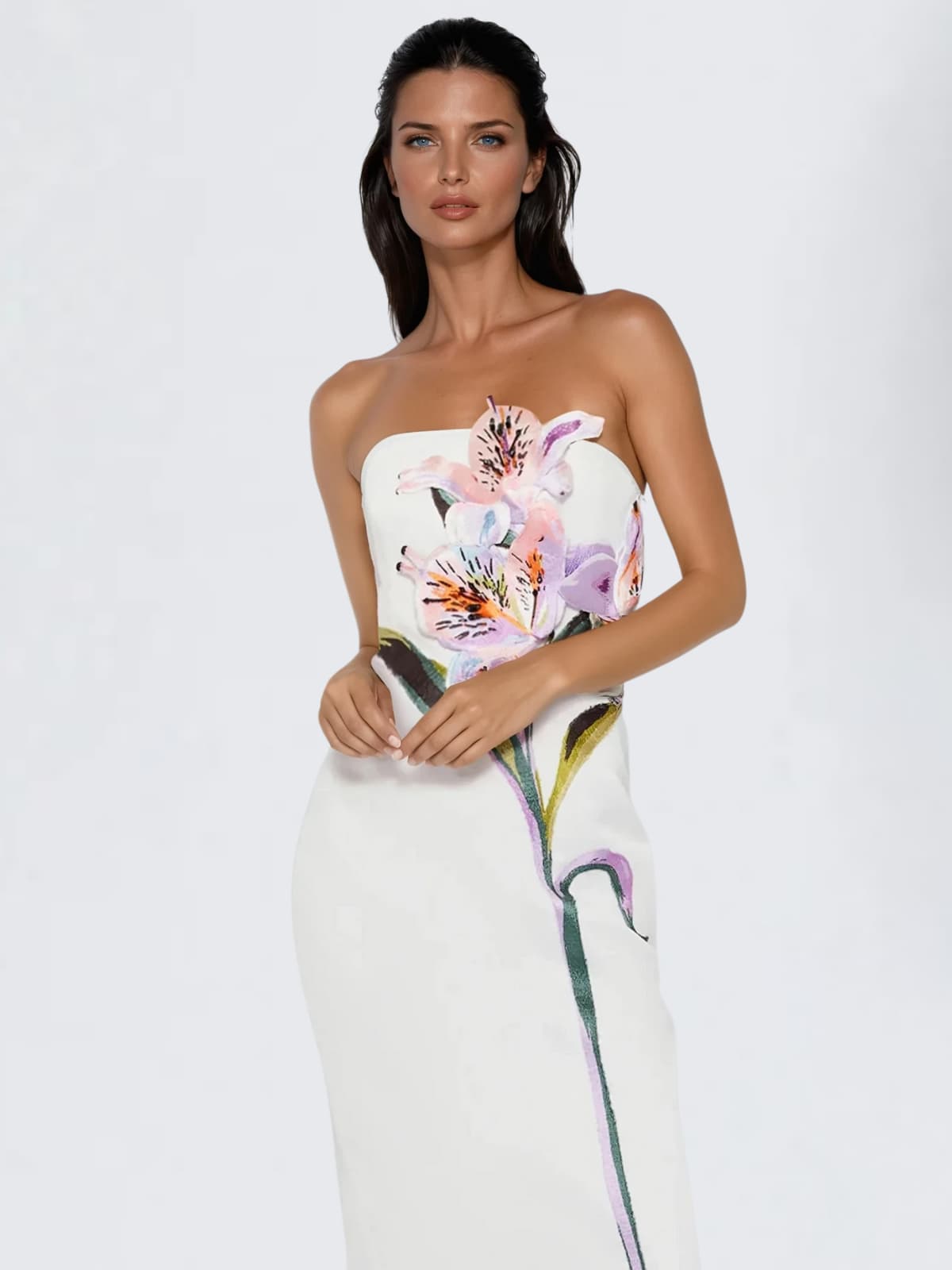 Jyvelle Strapless Flower Midi Dress - Image 2