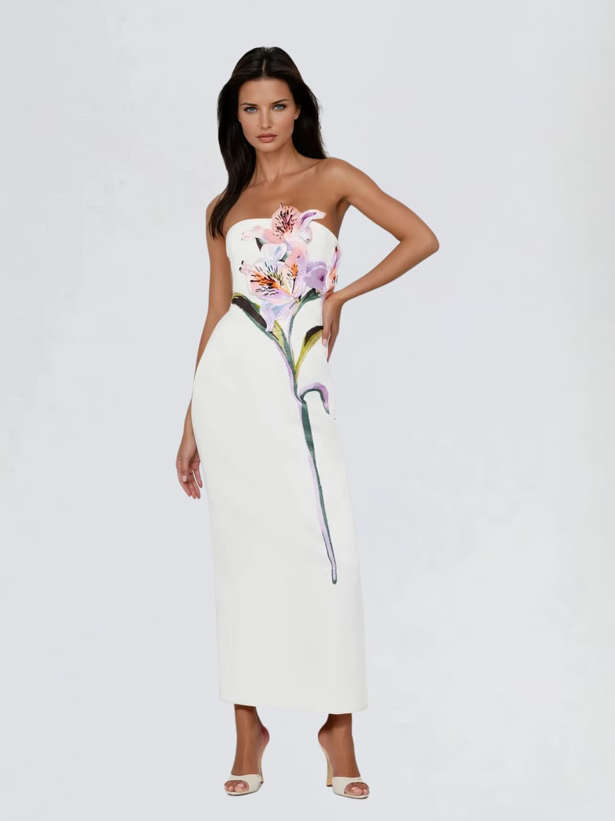 Jyvelle Strapless Flower Midi Dress - Image 3