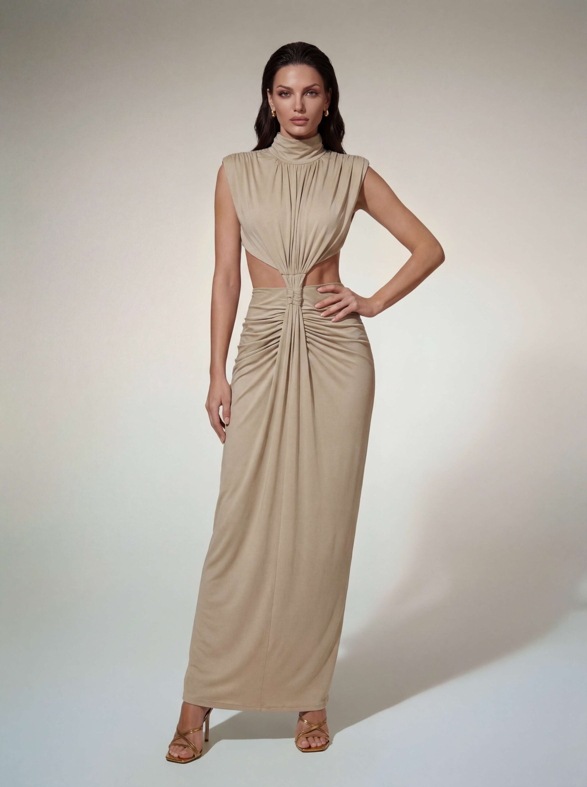 Kaliedra High Neck Cutout Maxi Dress