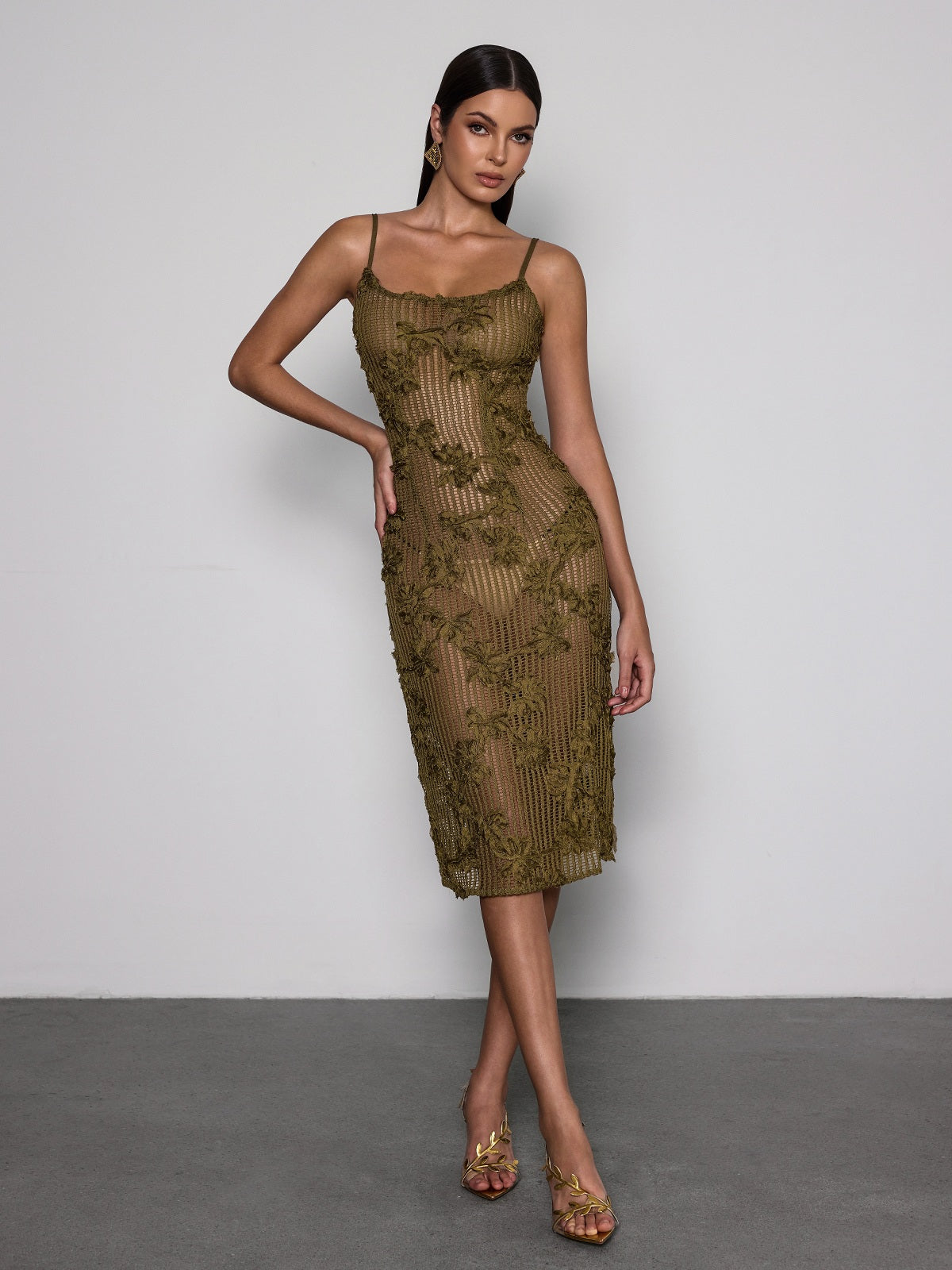 Kavira Spaghetti Flower Midi Dress - Image 2