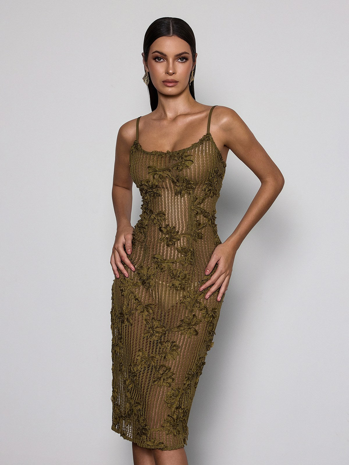 Kavira Spaghetti Flower Midi Dress - Image 3