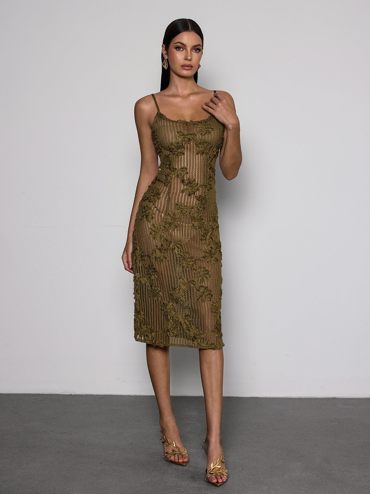 Kavira Spaghetti Flower Midi Dress - Image 4