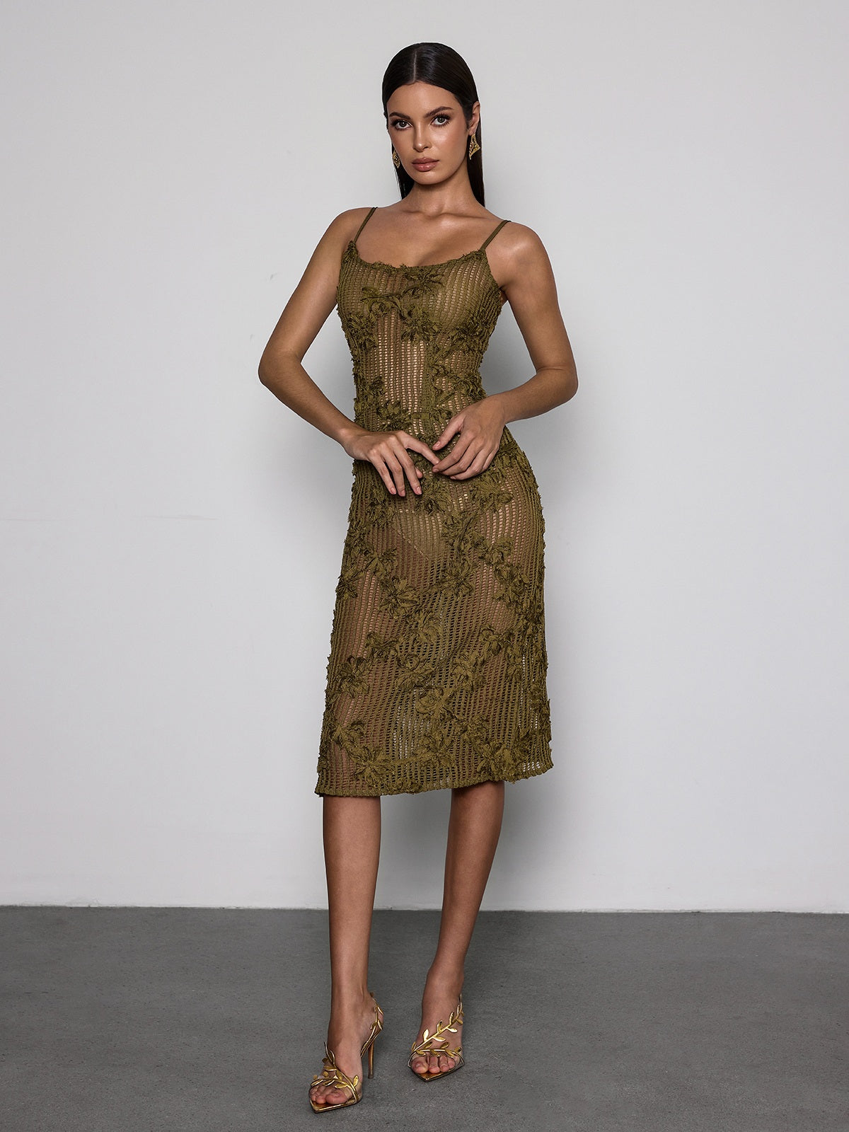 Kavira Spaghetti Flower Midi Dress - Image 5