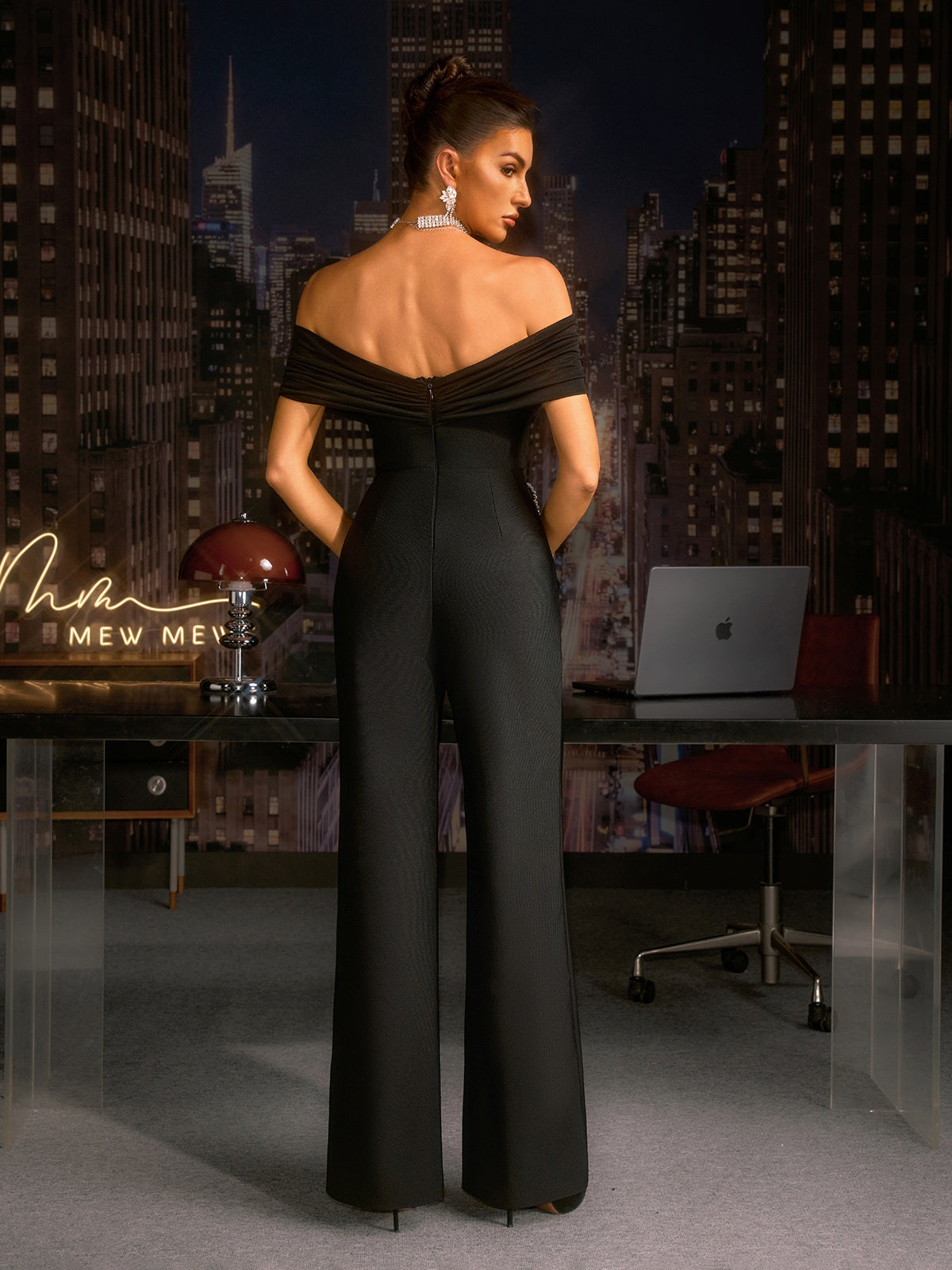 Kavoryl Off Shoulder Crystal Bandage Pants Set - Image 6