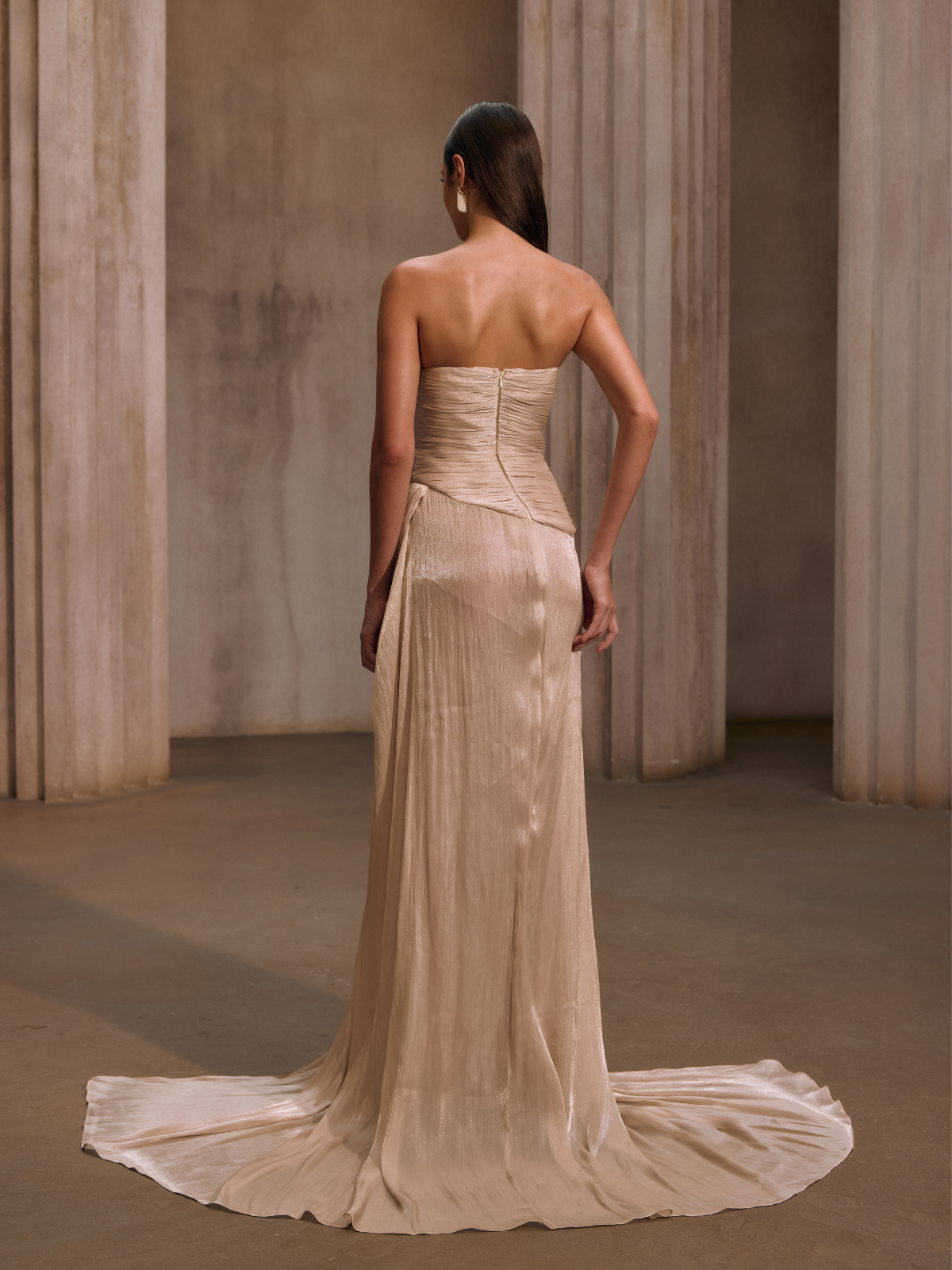 Kawasakix Strapless Ruched Split Maxi Dress In Ivory - Image 6